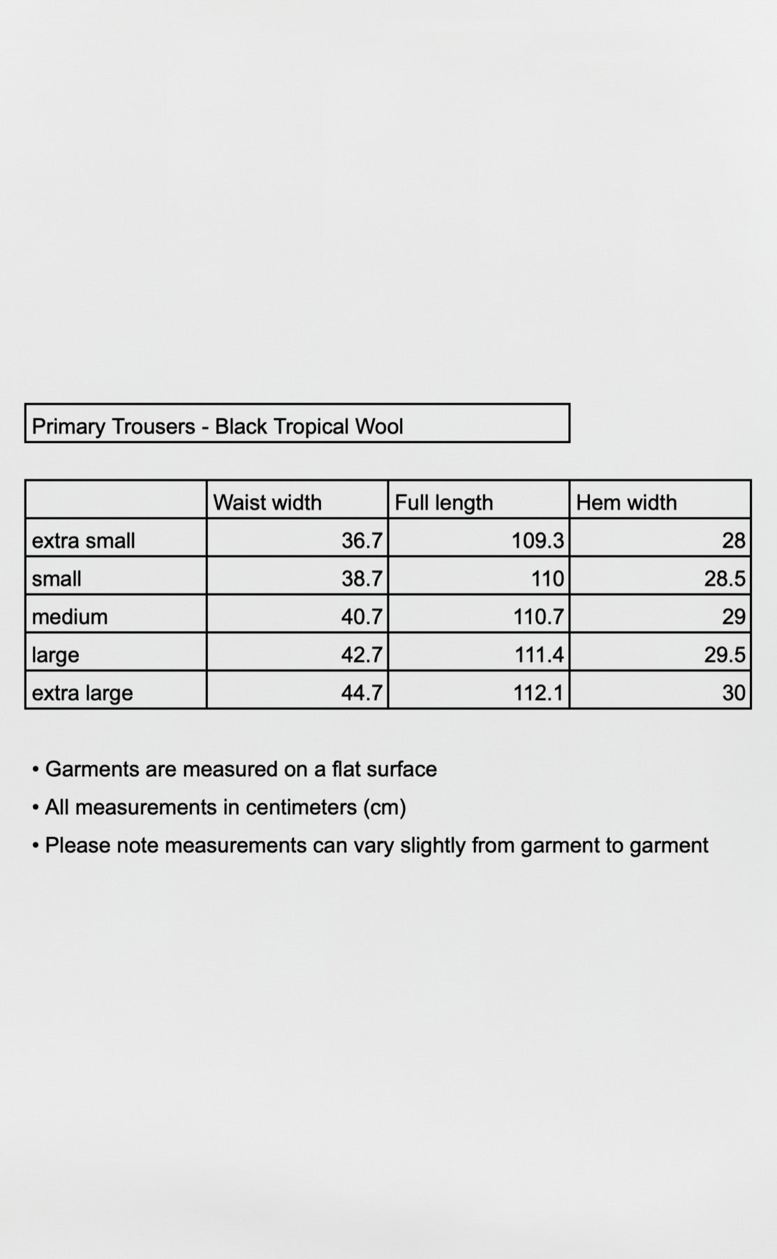 Primary Trousers - Black Tropical Wool