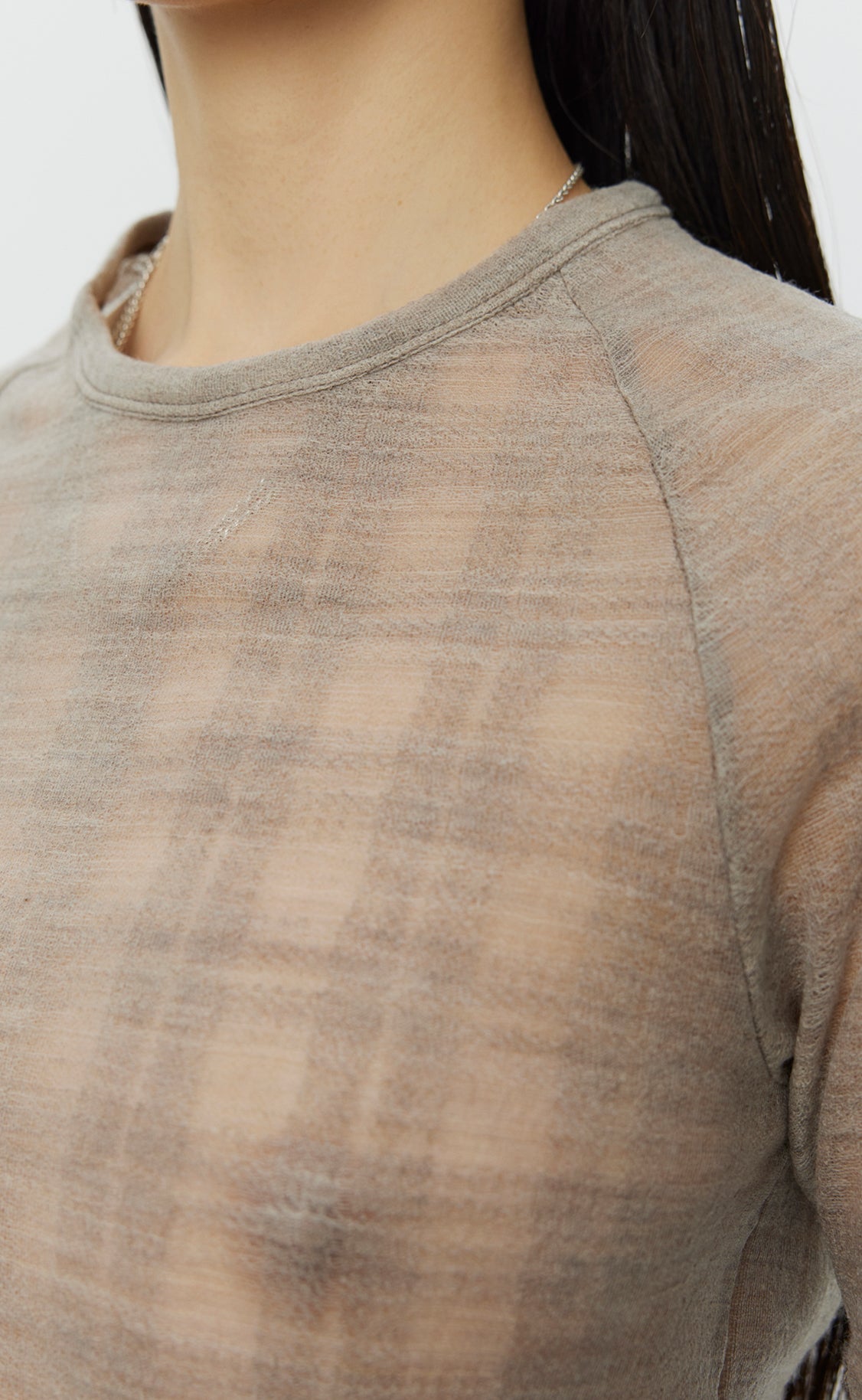 Raglan LS Tee - Beige Gauze Check