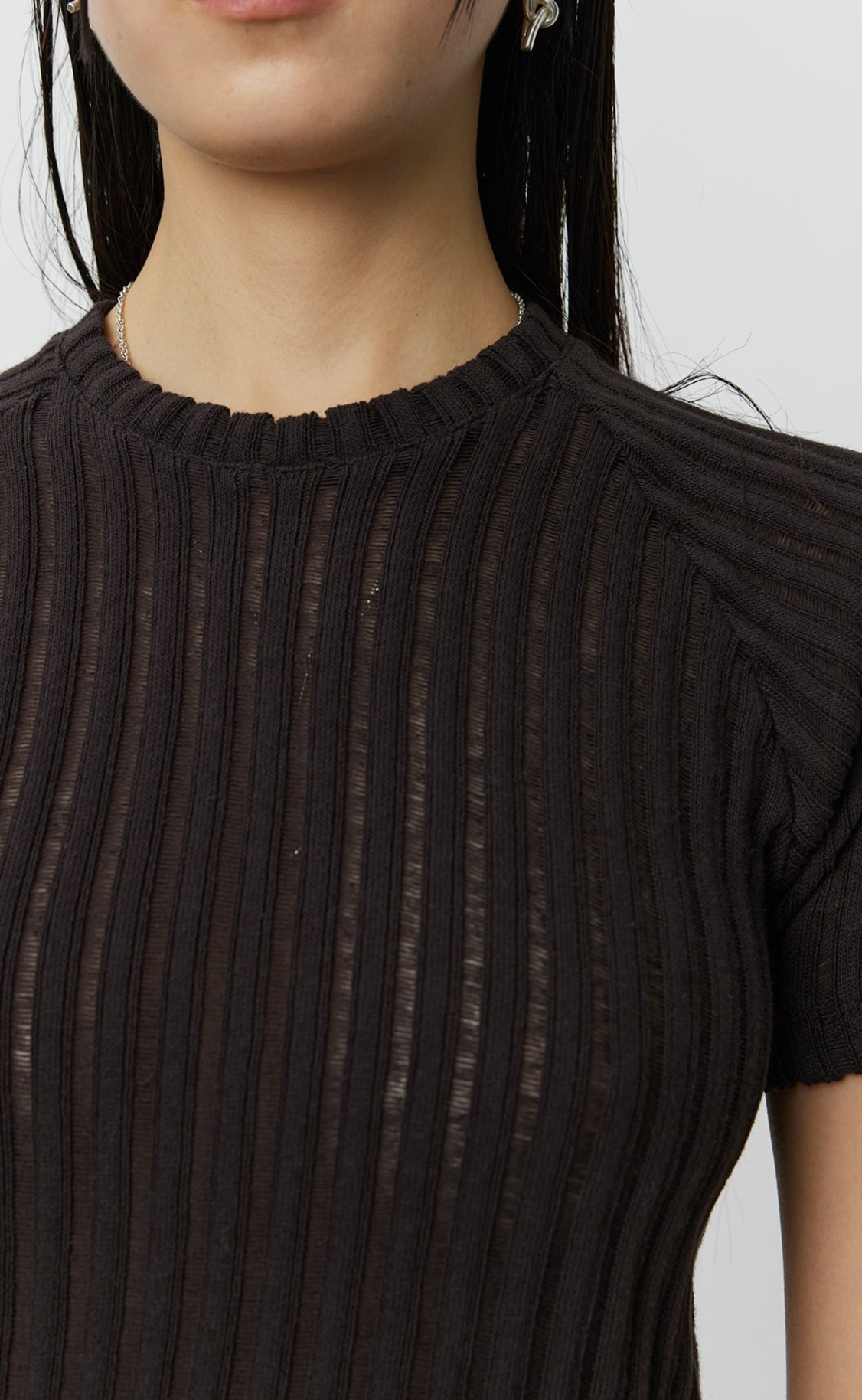 Raglan Tee - Dark Brown Ajour Stripe