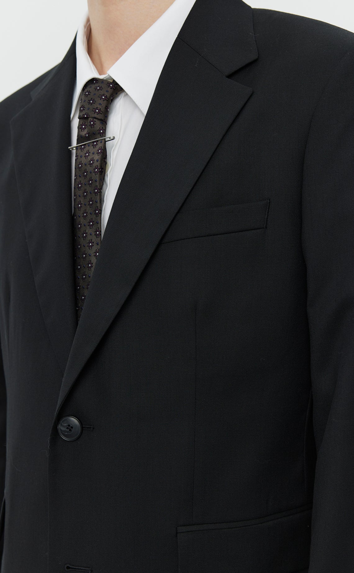Single Breasted Blazer - Black Wool