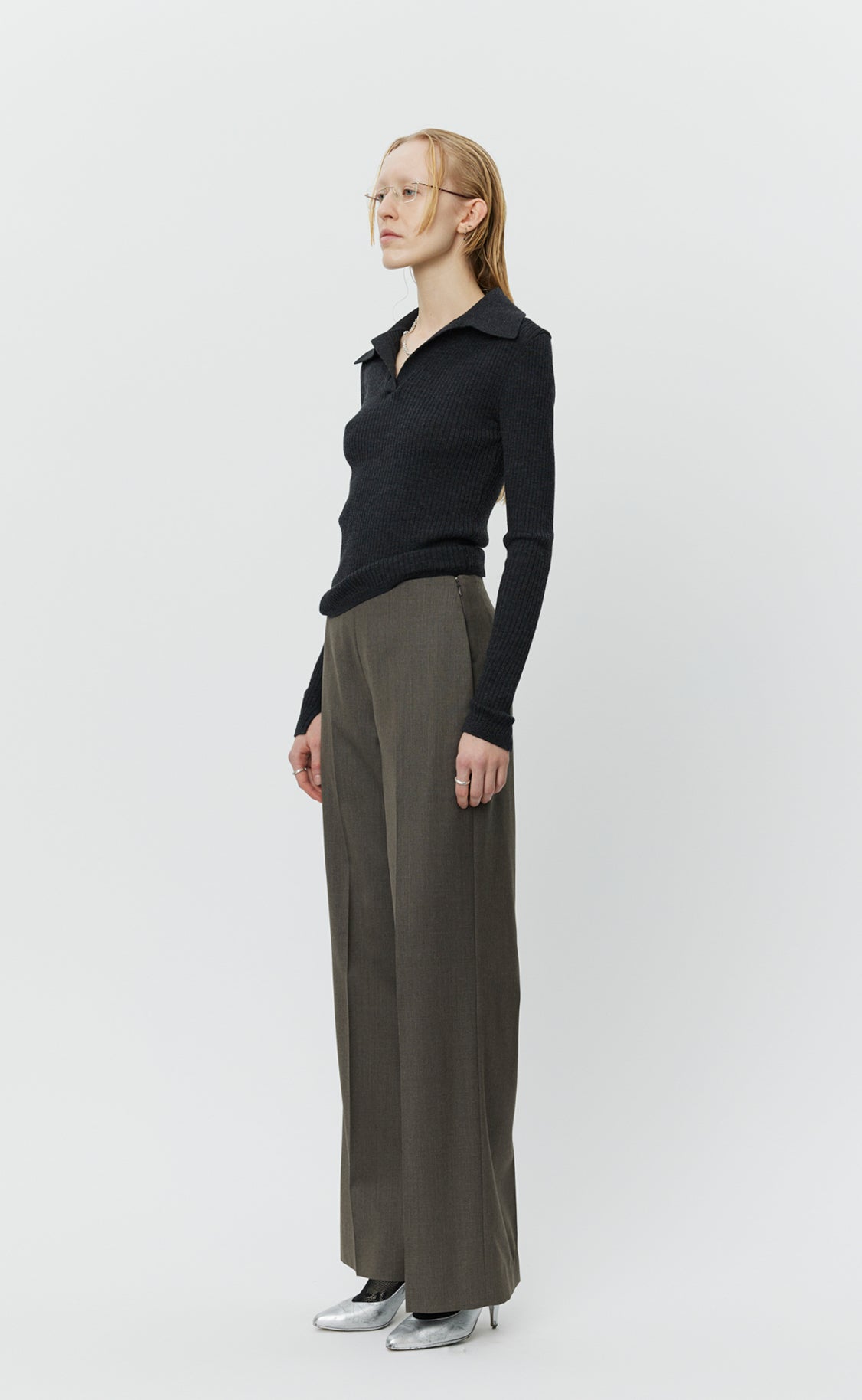 Taper Trousers - Taupe Wool
