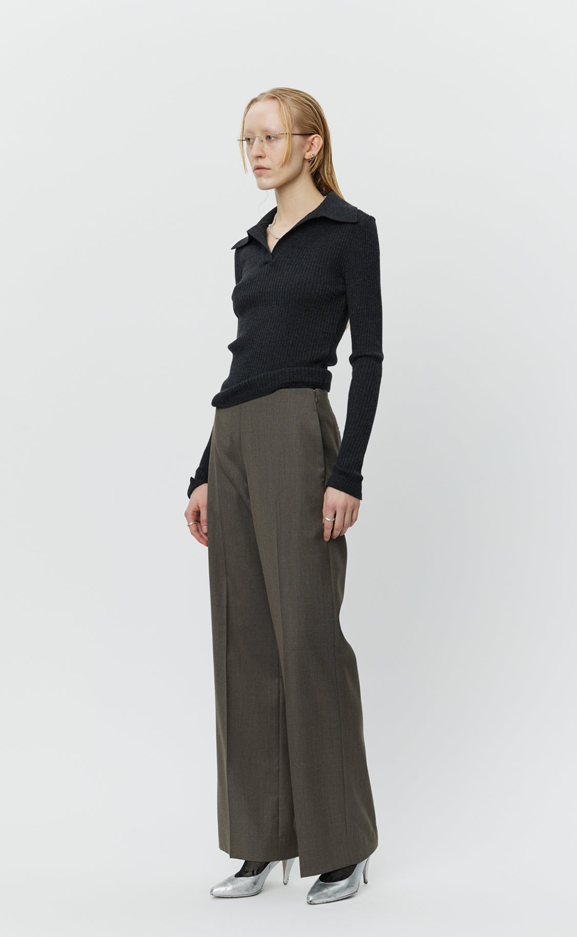 Taper Trousers - Taupe Wool