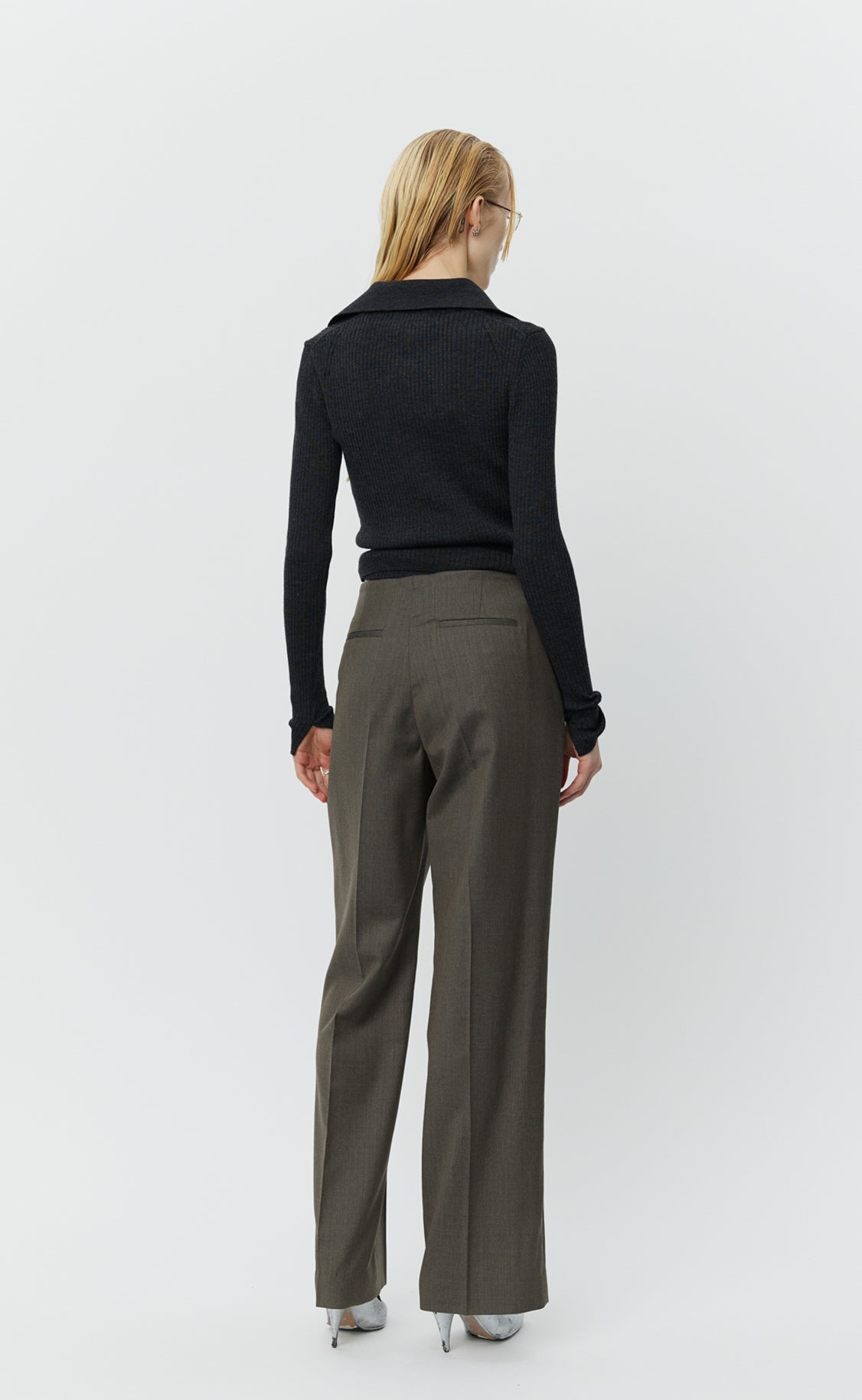 Taper Trousers - Taupe Wool