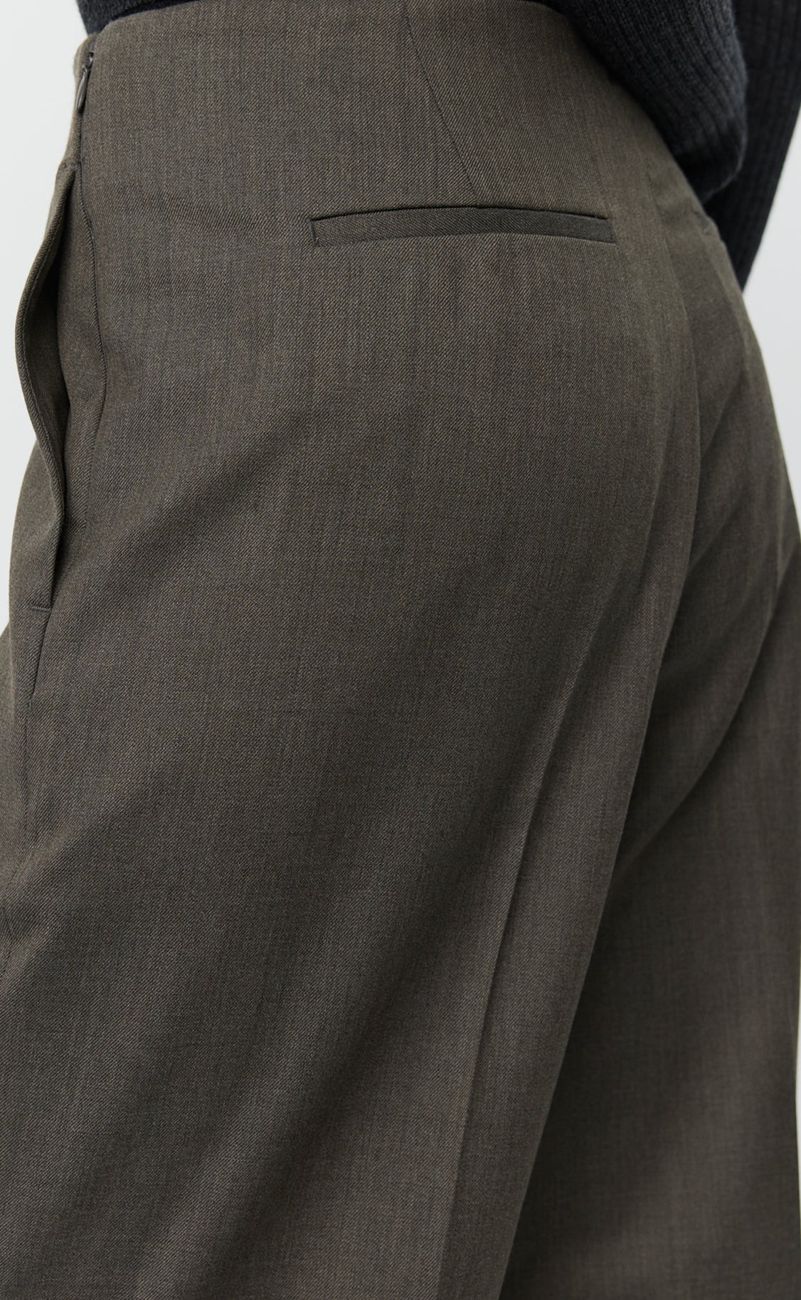 Taper Trousers - Taupe Wool