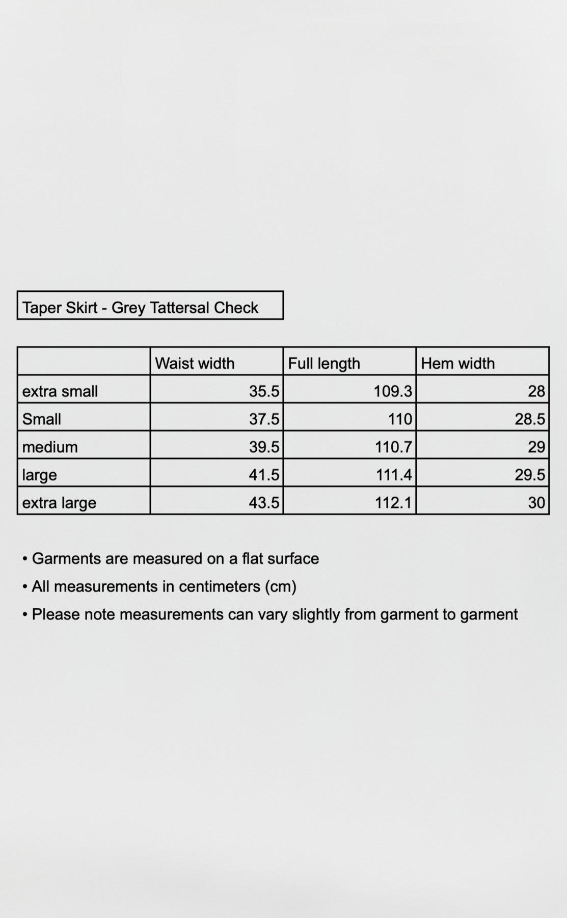 Taper Skirt - Grey Tattersall Check