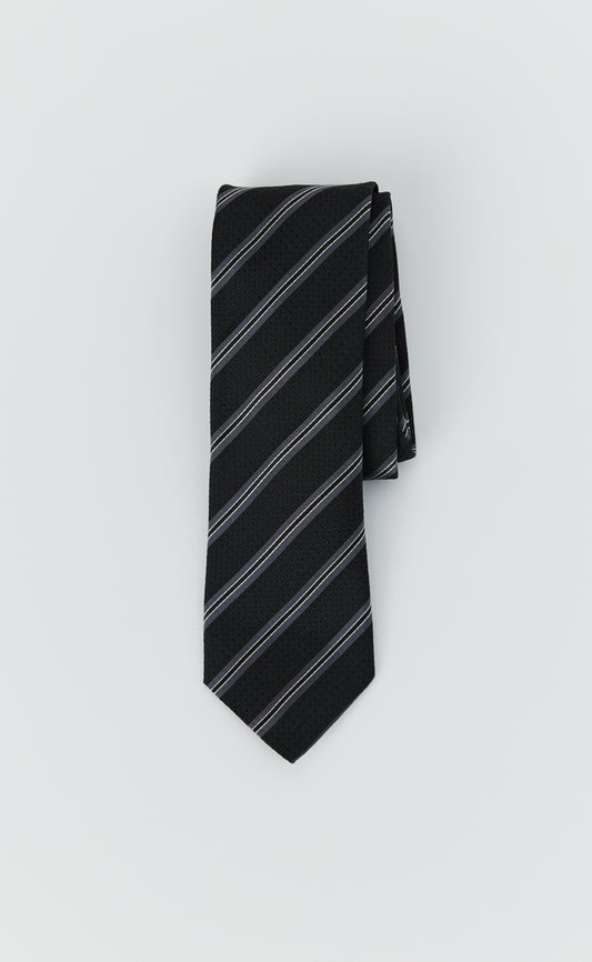 Banquet Tie - Black Wide Stripe