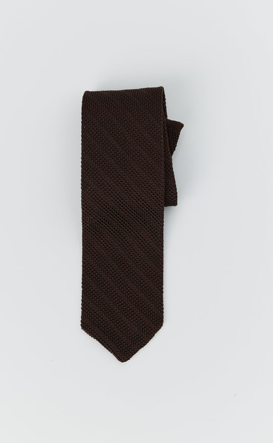 Formal Tie - Brown Knitted Stripe