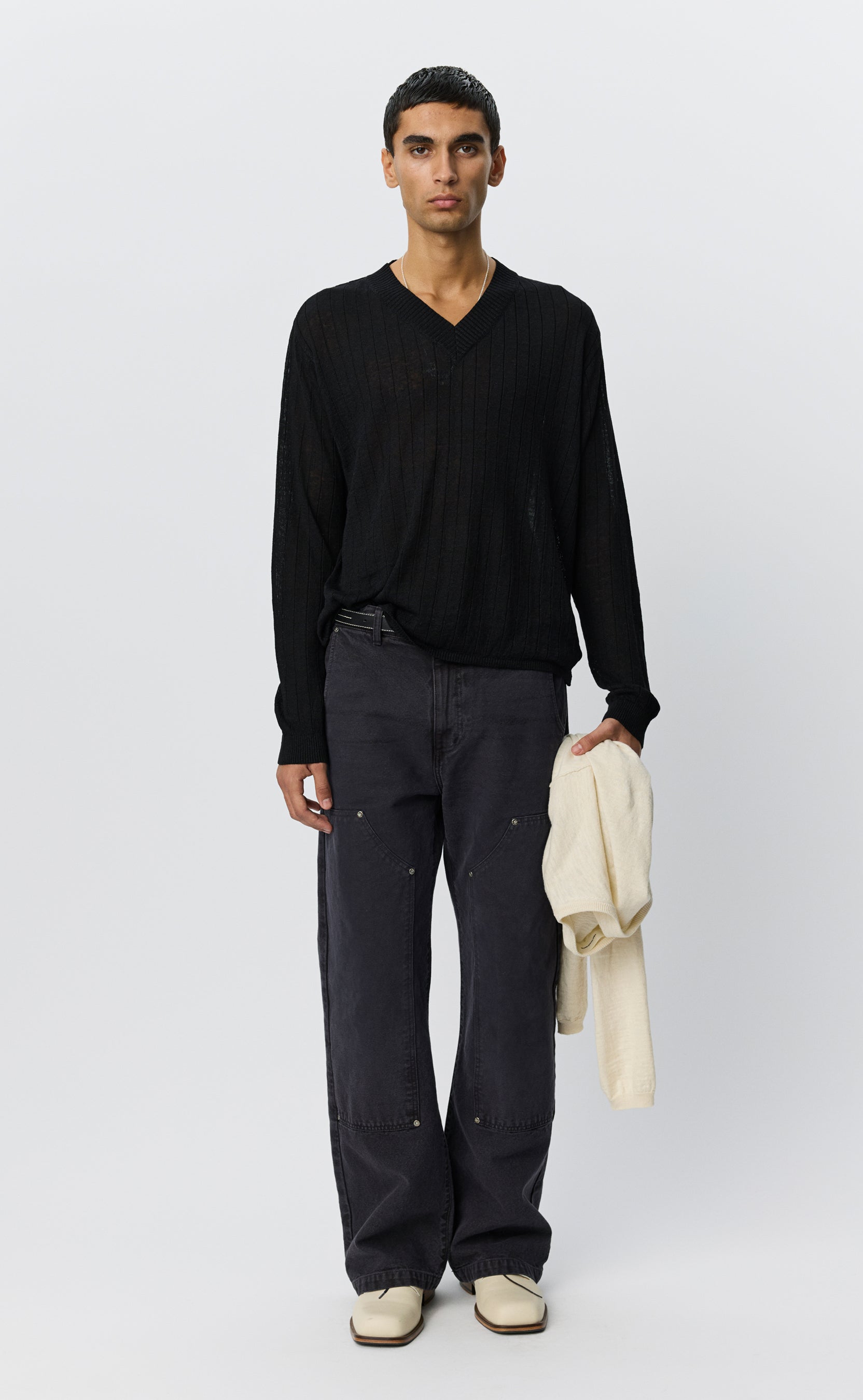 V-Neck Pullover - Black Rib – mfpen