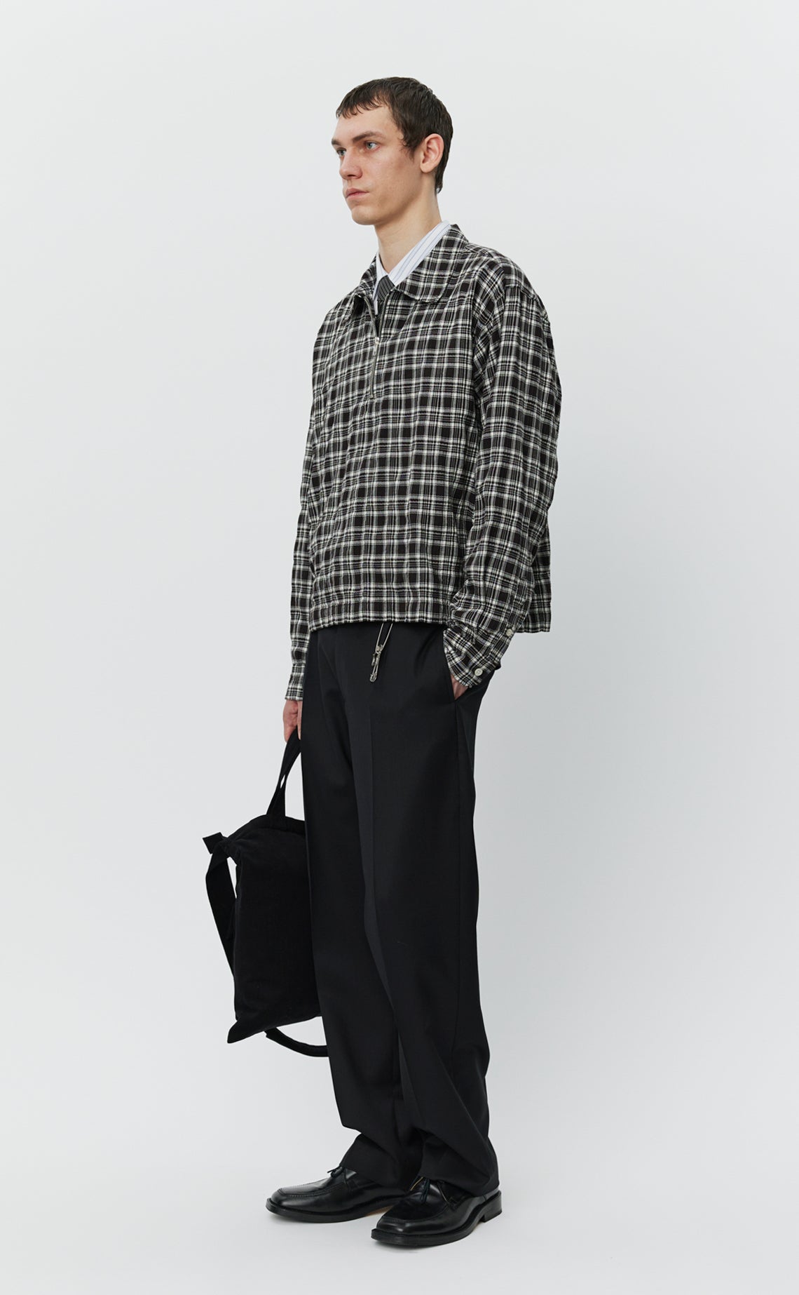 Quarter Zip Shirt - Coffee Textured Plaid – mfpen