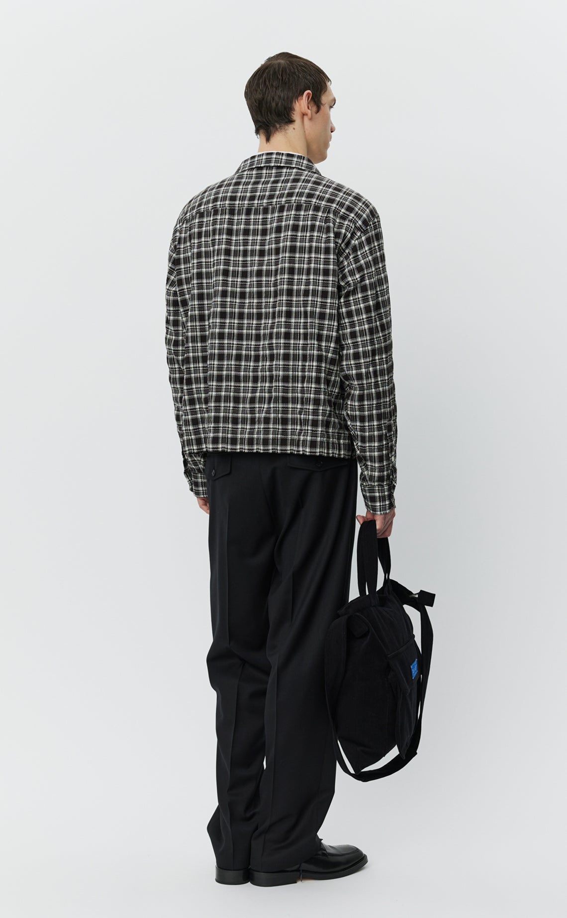 Quarter Zip Shirt - Coffee Textured Plaid