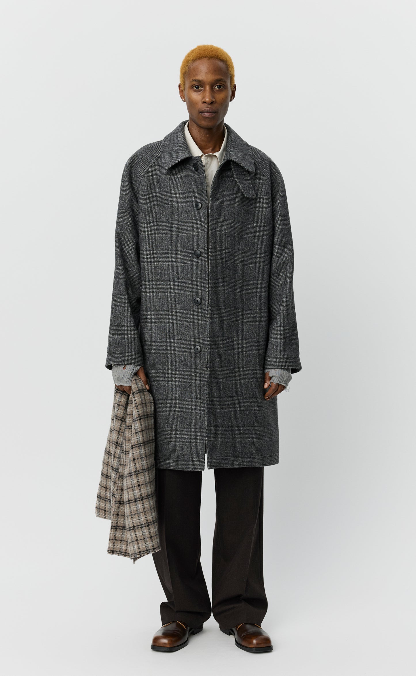 Accession Coat - Brushed Grey Glen Check