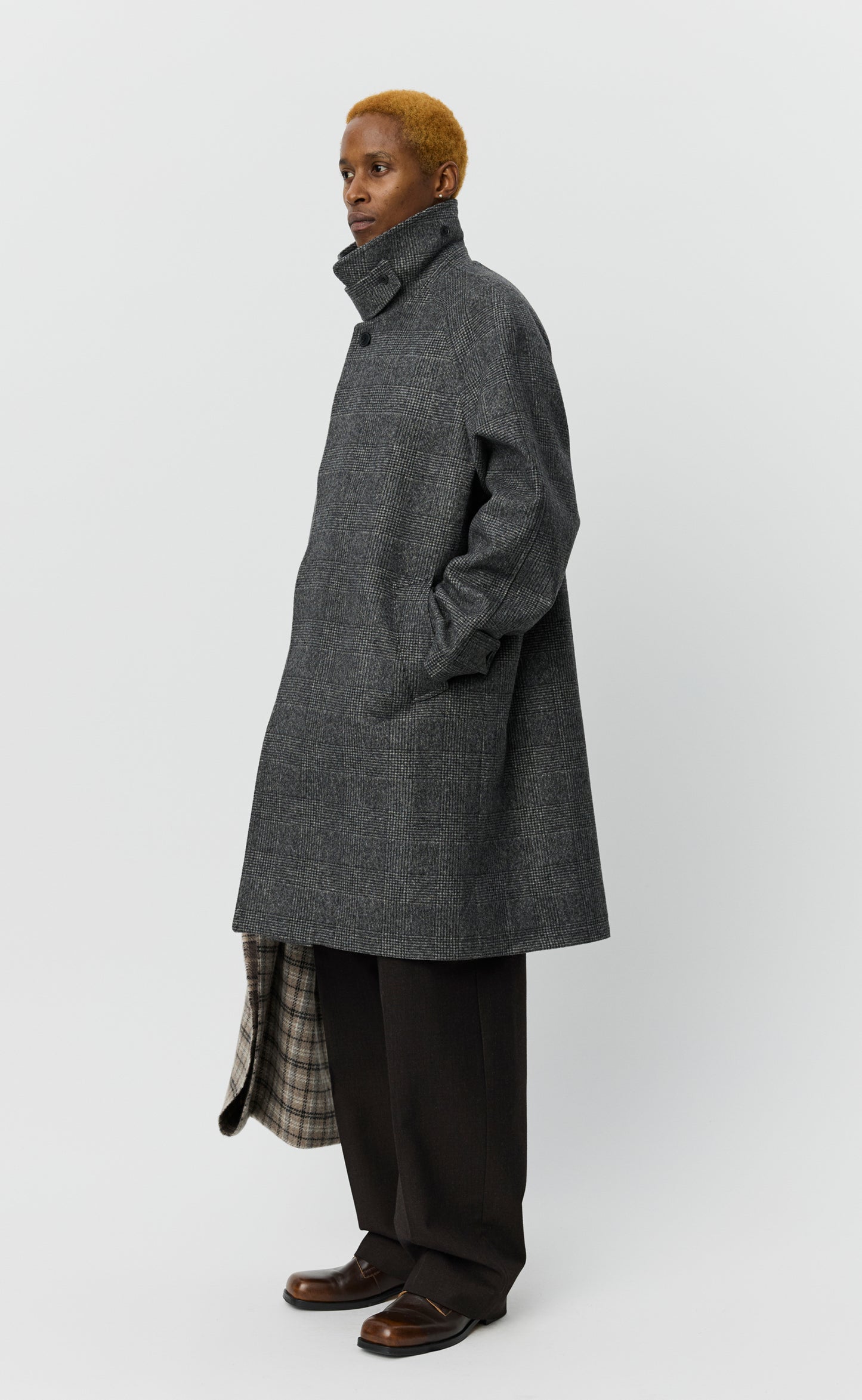 Accession Coat - Brushed Grey Glen Check
