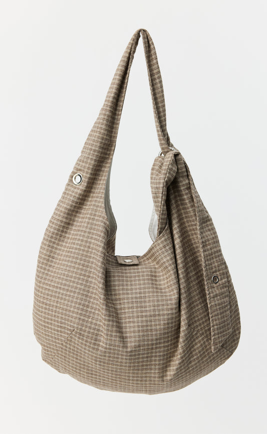 Eyelet Shoulder Bag - Worn Taupe Check