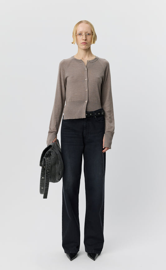 Appointment Cardigan - Taupe Silk Wool