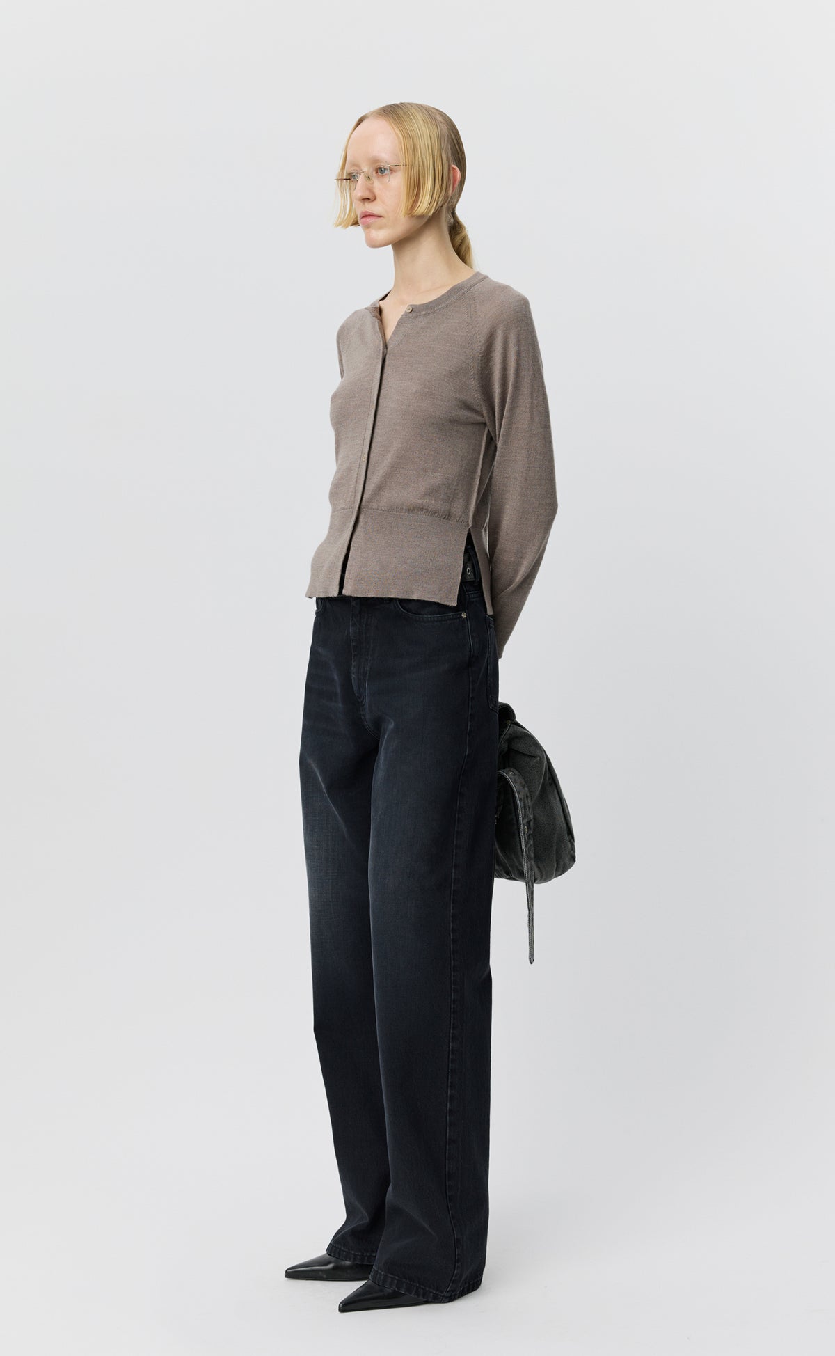 Appointment Cardigan - Taupe Silk Wool