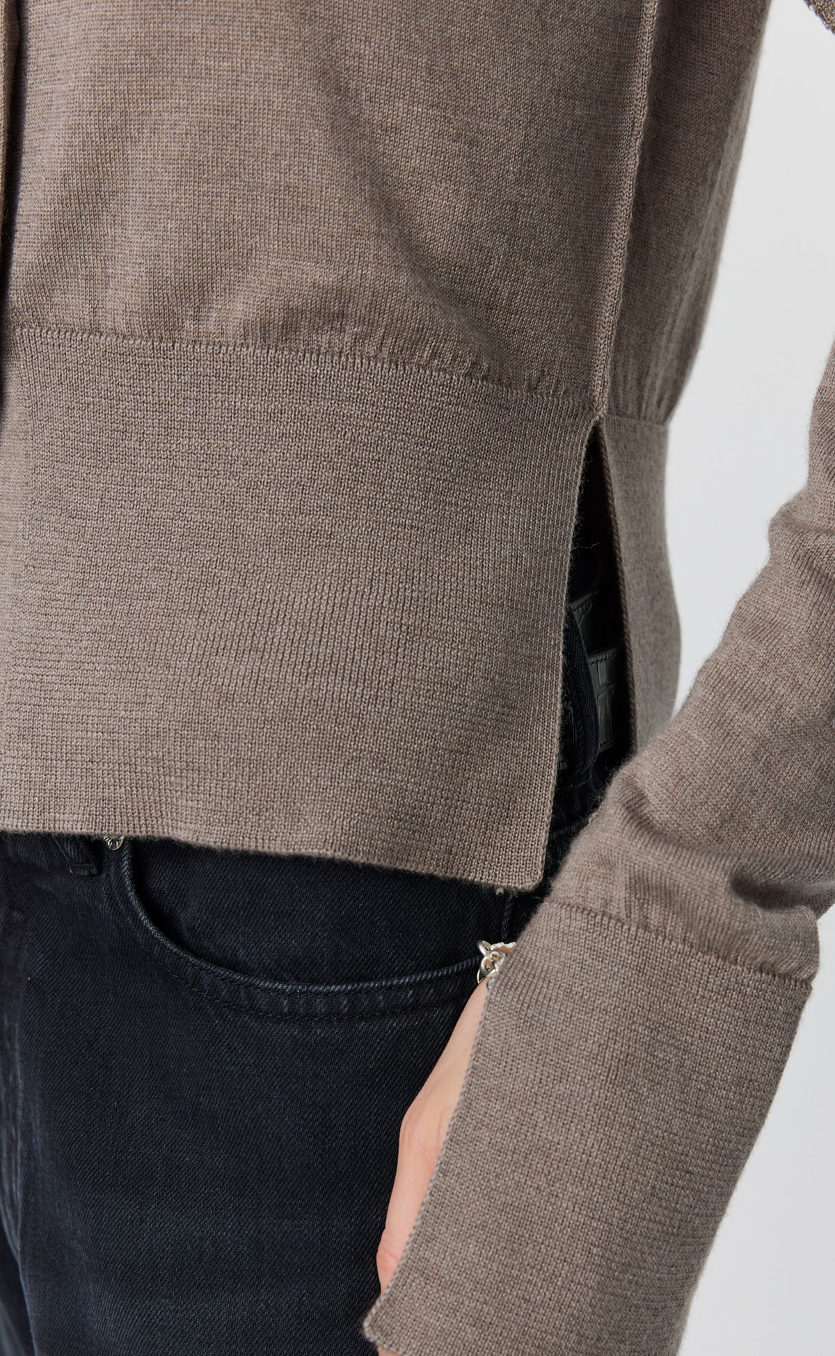 Appointment Cardigan - Taupe Silk Wool