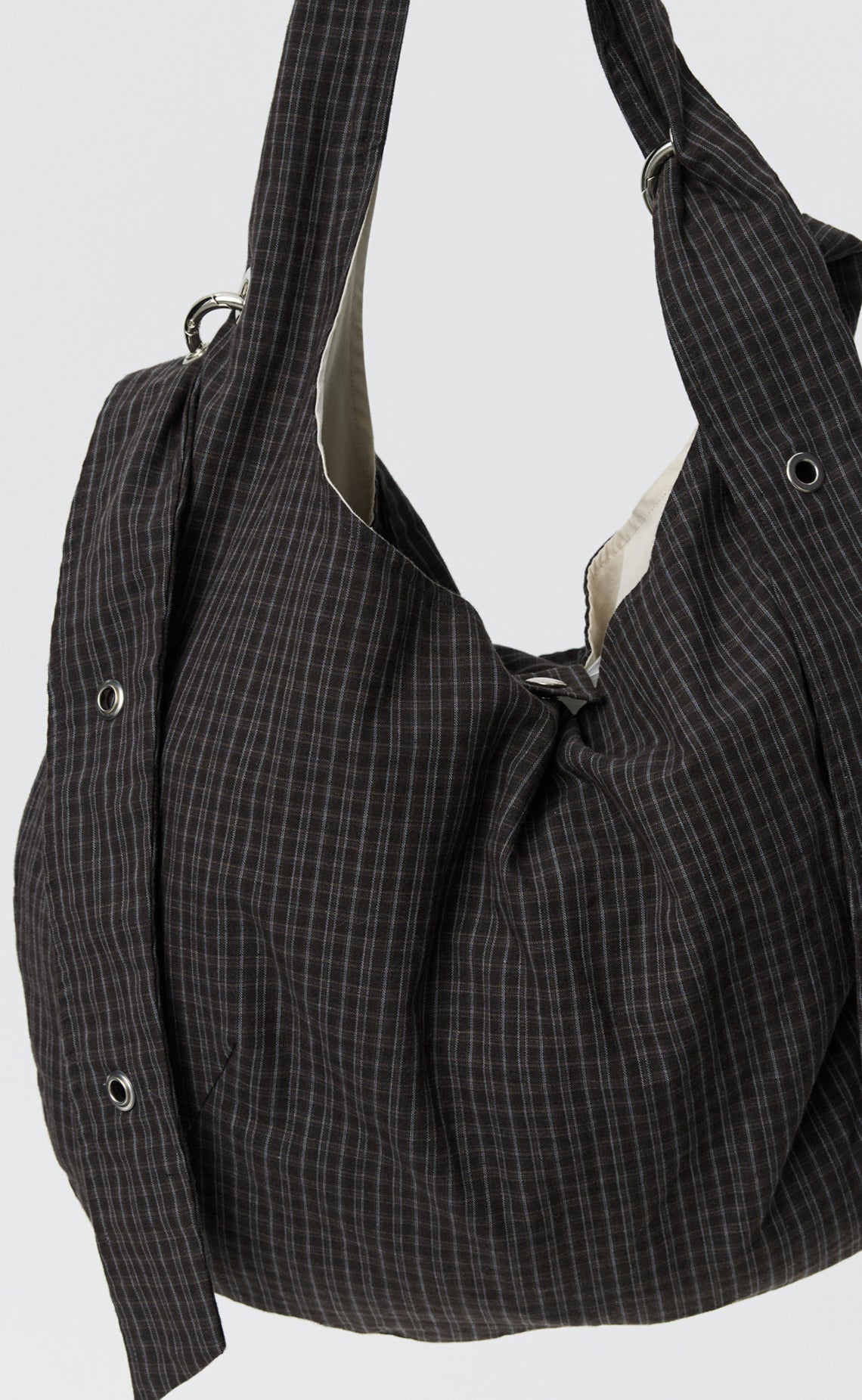 Eyelet Shoulder Bag - Dark Linen Check – mfpen
