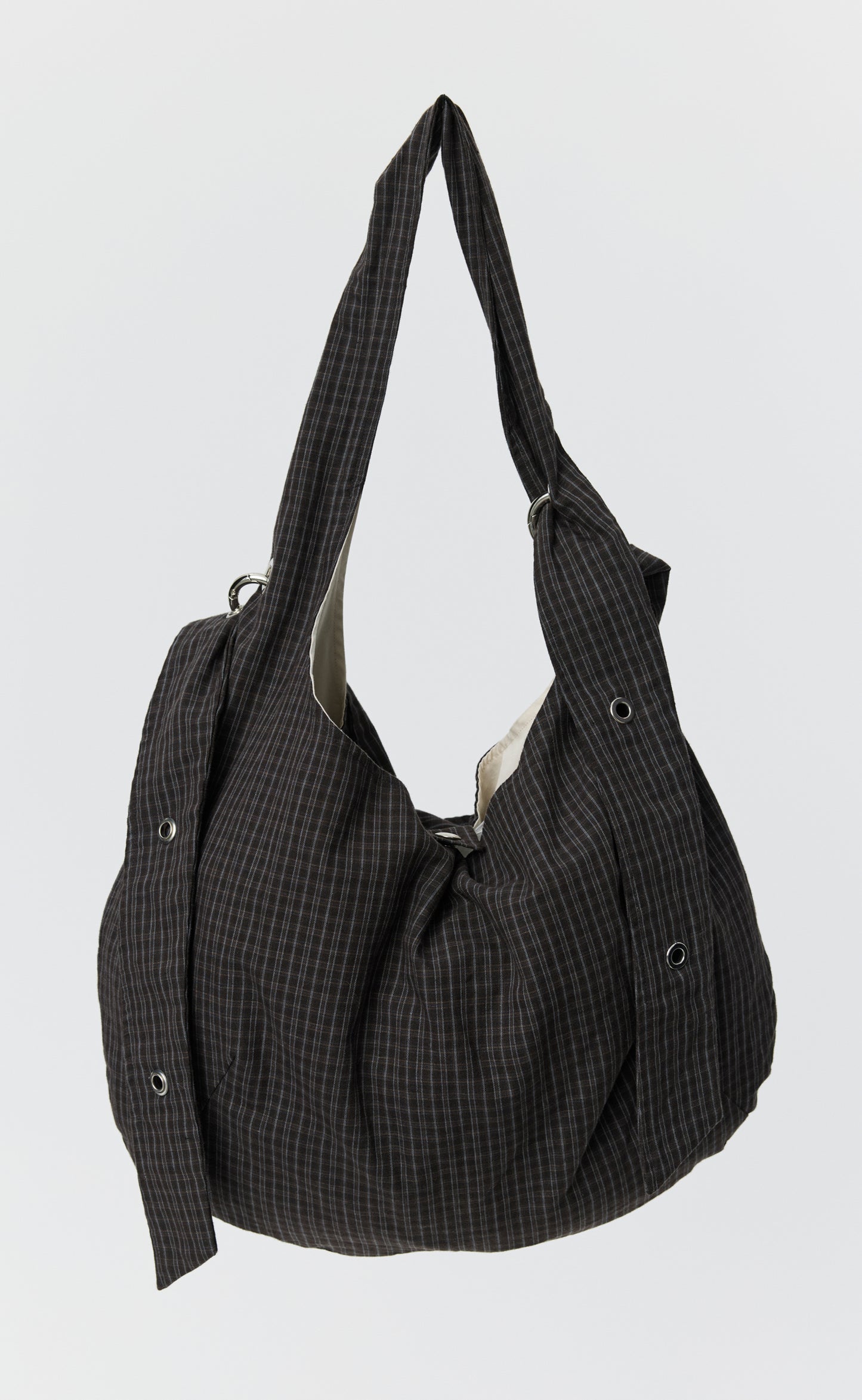 Eyelet Shoulder Bag - Dark Linen Check