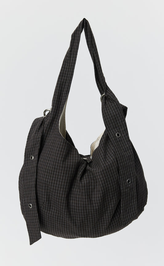 Eyelet Shoulder Bag - Dark Linen Check