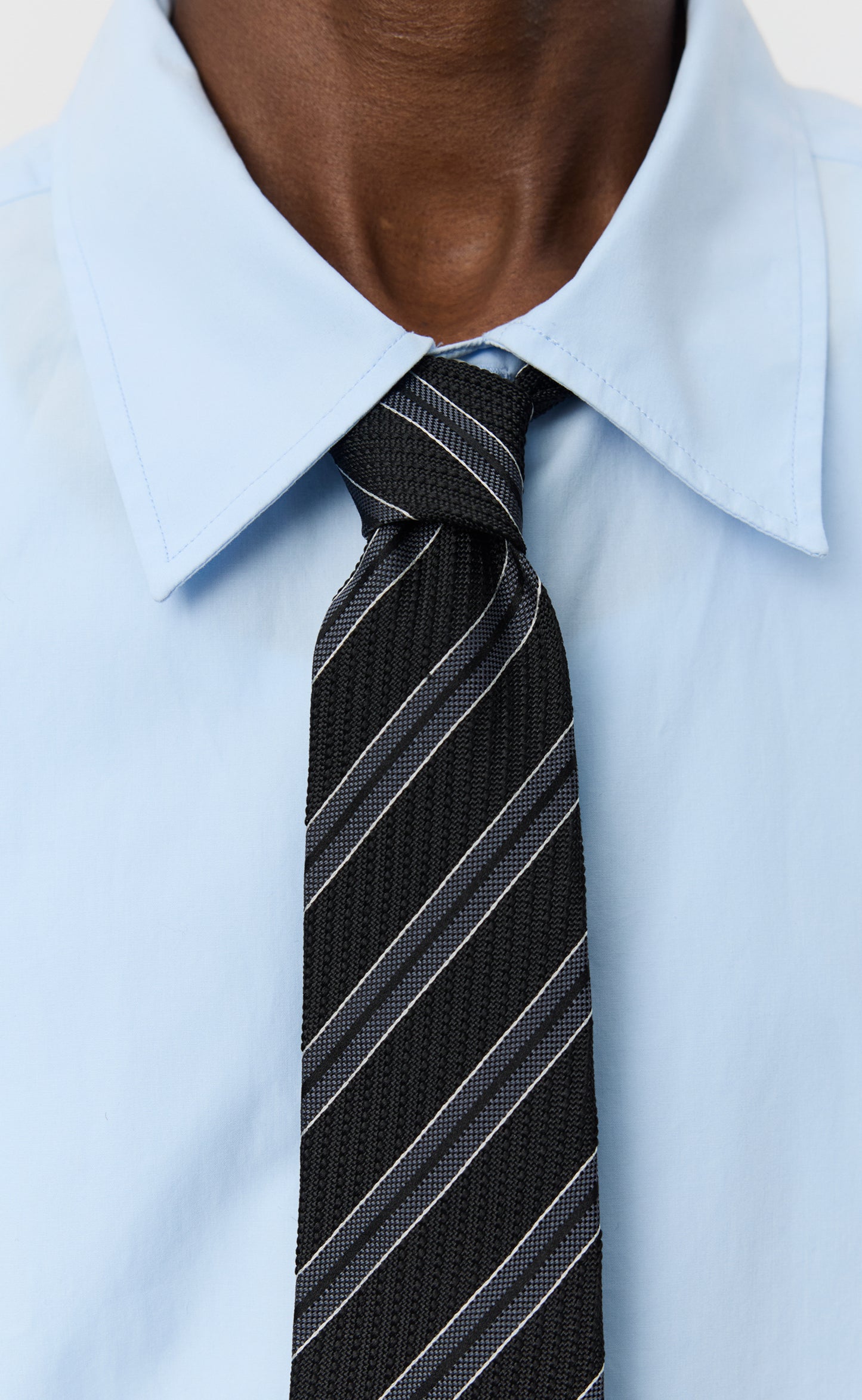 Banquet Tie - Dark Grey Retro Stripe