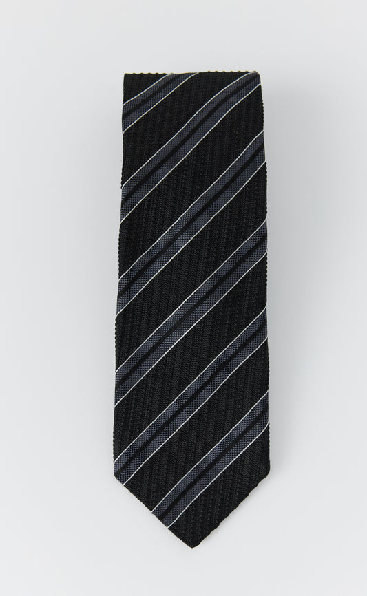 Banquet Tie - Dark Grey Retro Stripe
