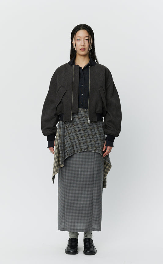 Blouson Jacket - Brown Melange Stripe
