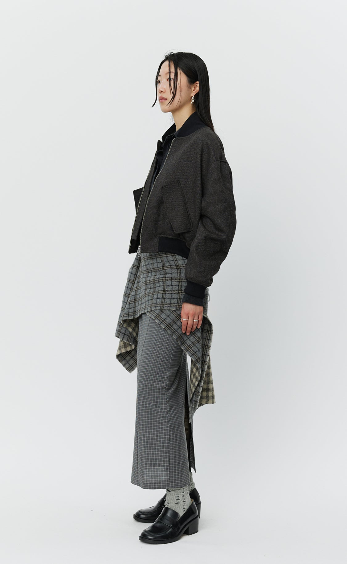 Blouson Jacket - Brown Melange Stripe