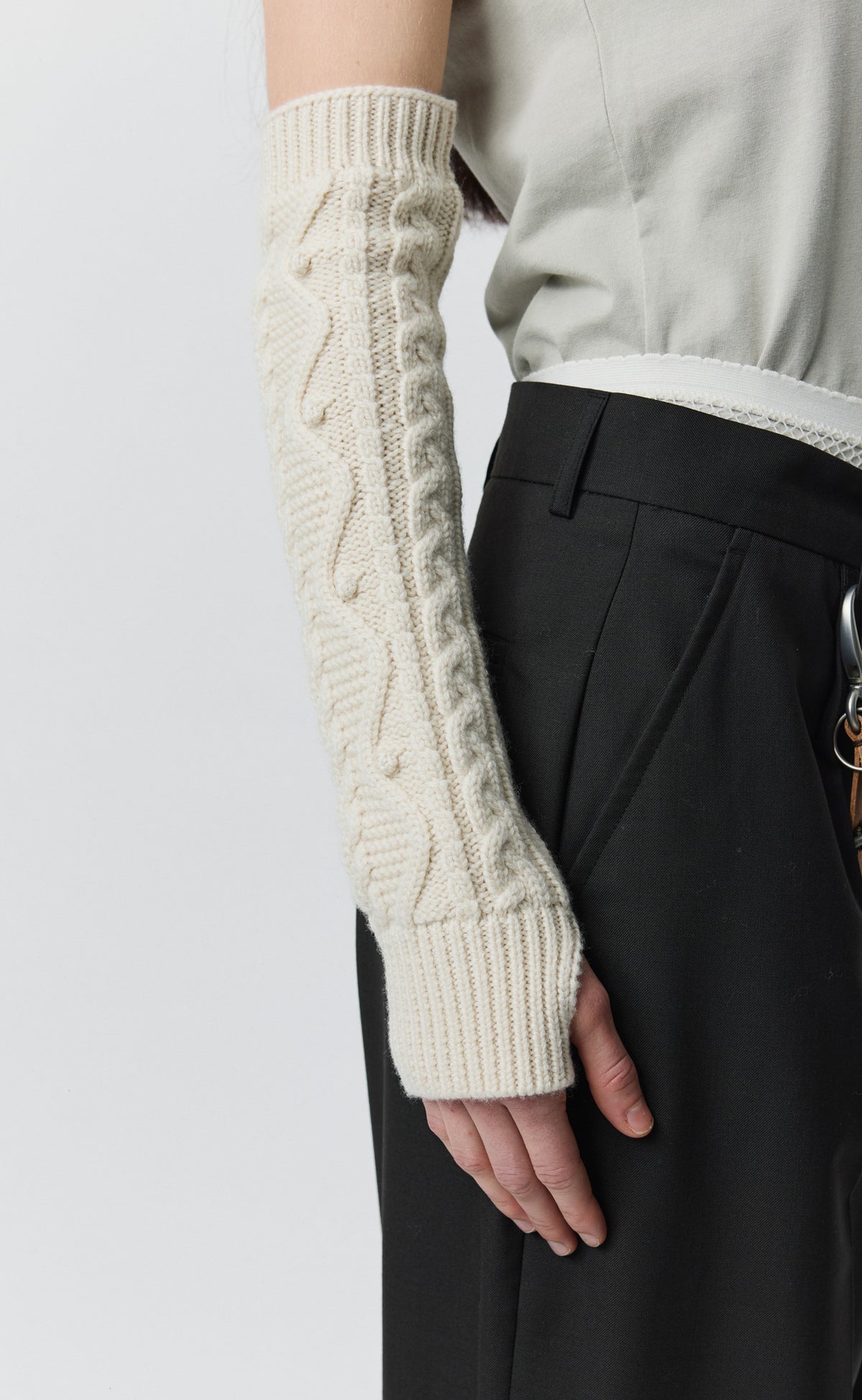 Cable Knit Sleeve Warmer - Ecru