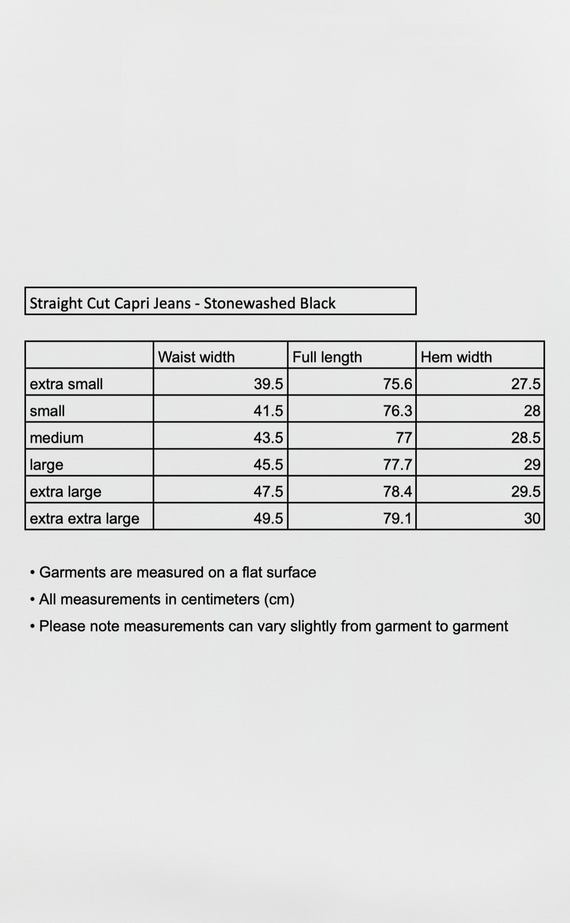 Straight Cut Capri Jeans - Stonewashed Black