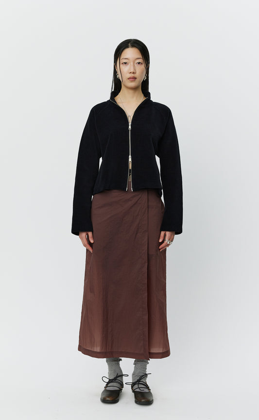 Classic Wrap Skirt - Merlot Crinkled Tech