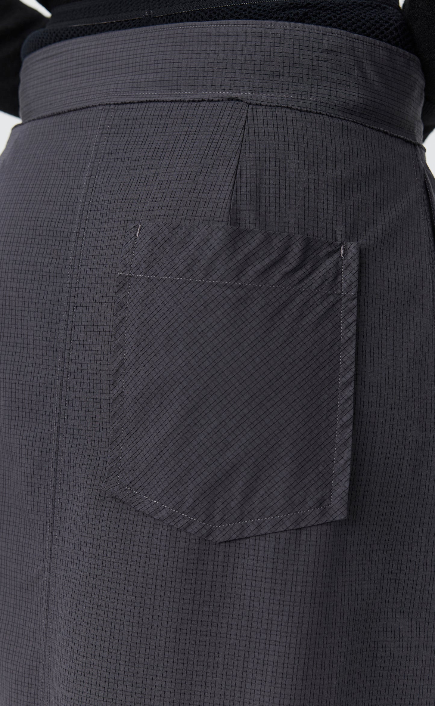 Classic Wrap Skirt - Mushroom Micro Check Poplin