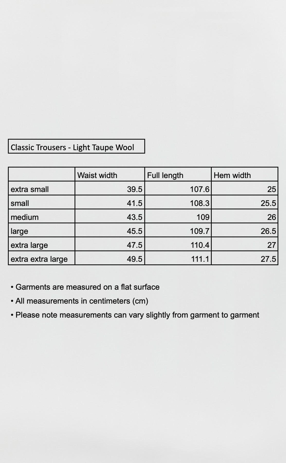 Classic Trousers - Light Taupe Wool
