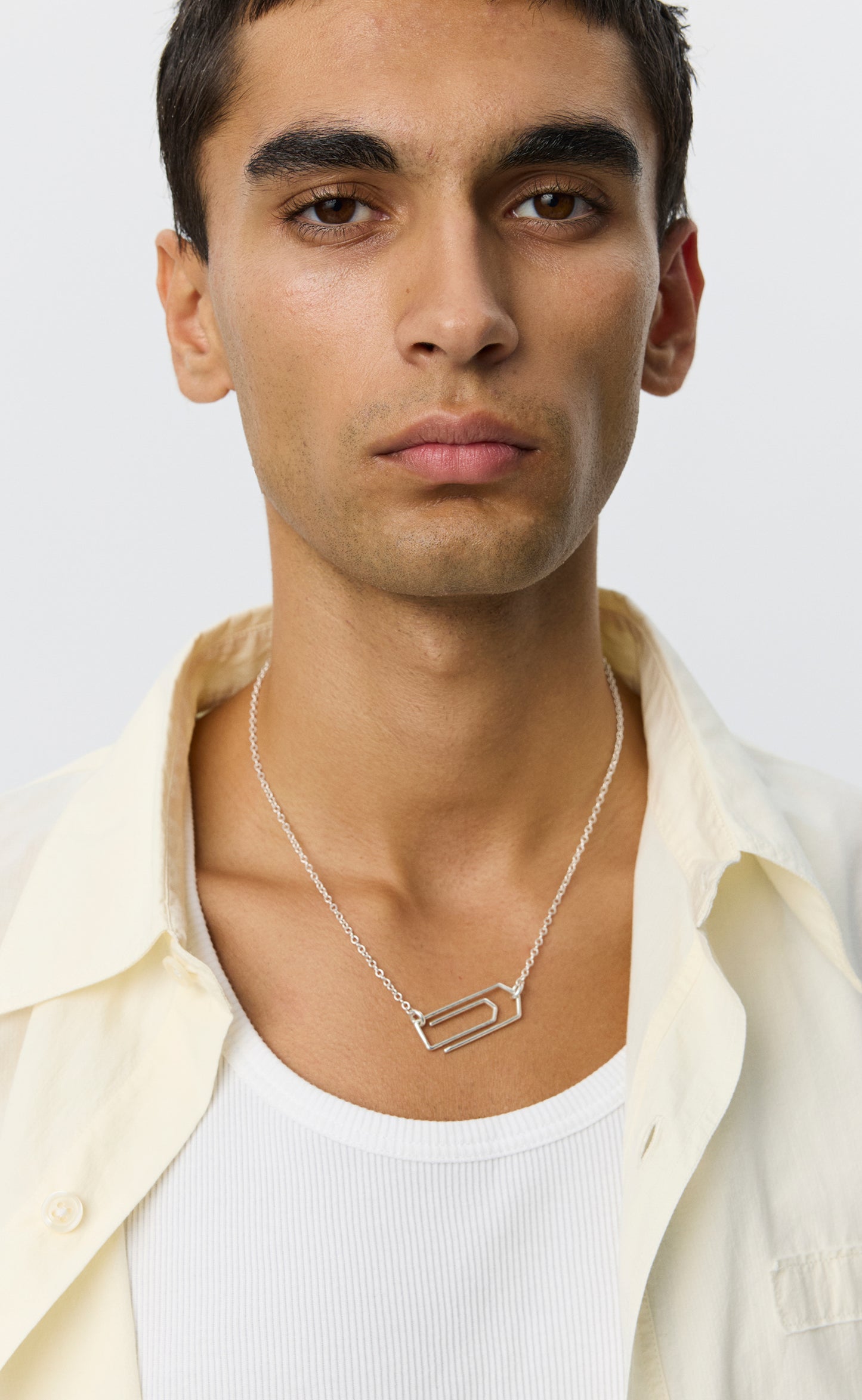 Clip Necklace - Brushed Silver