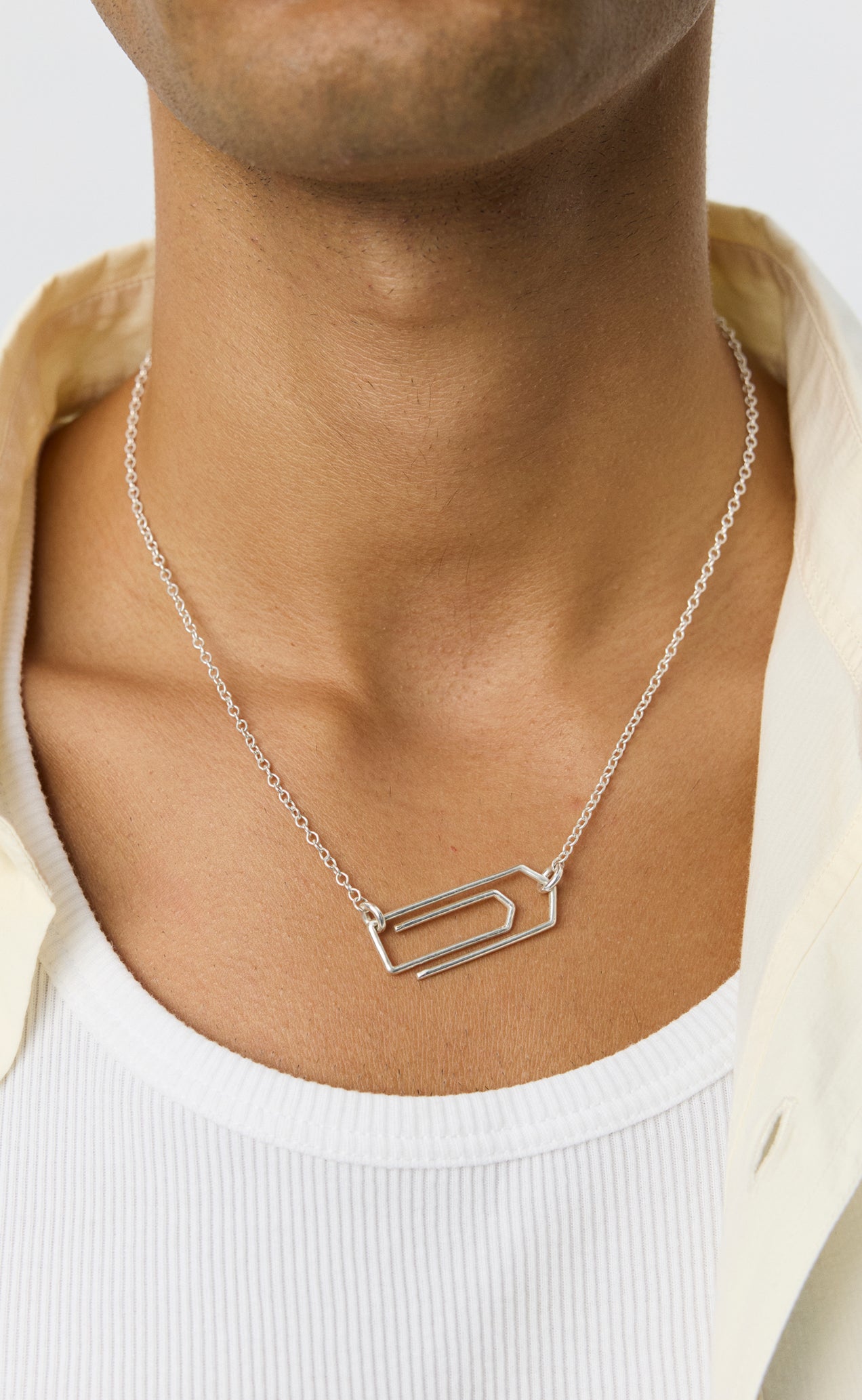 Clip Necklace - Brushed Silver