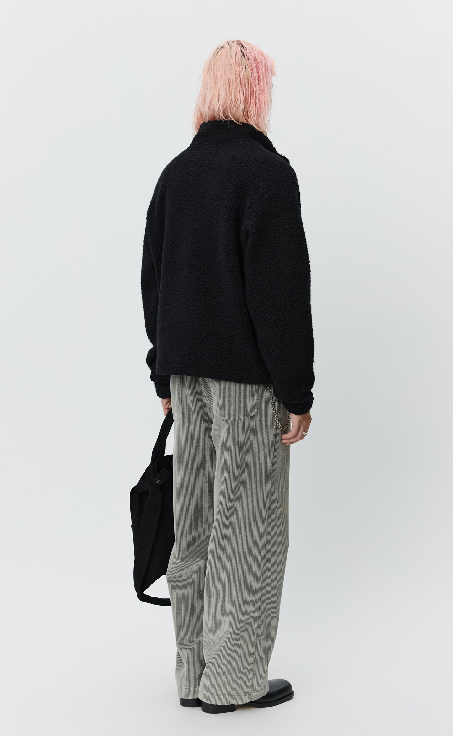 Common Half Zip Sweater - Black Fuzzy Fleece