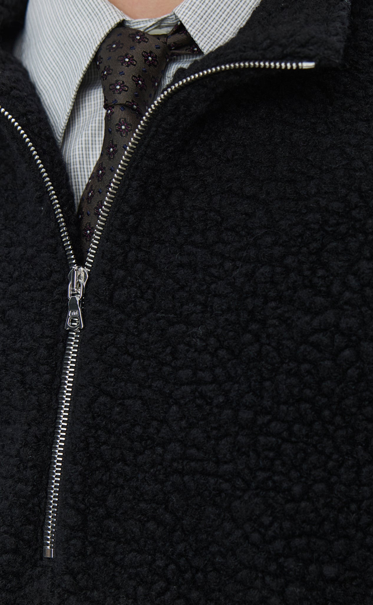Common Half Zip Sweater - Black Fuzzy Fleece