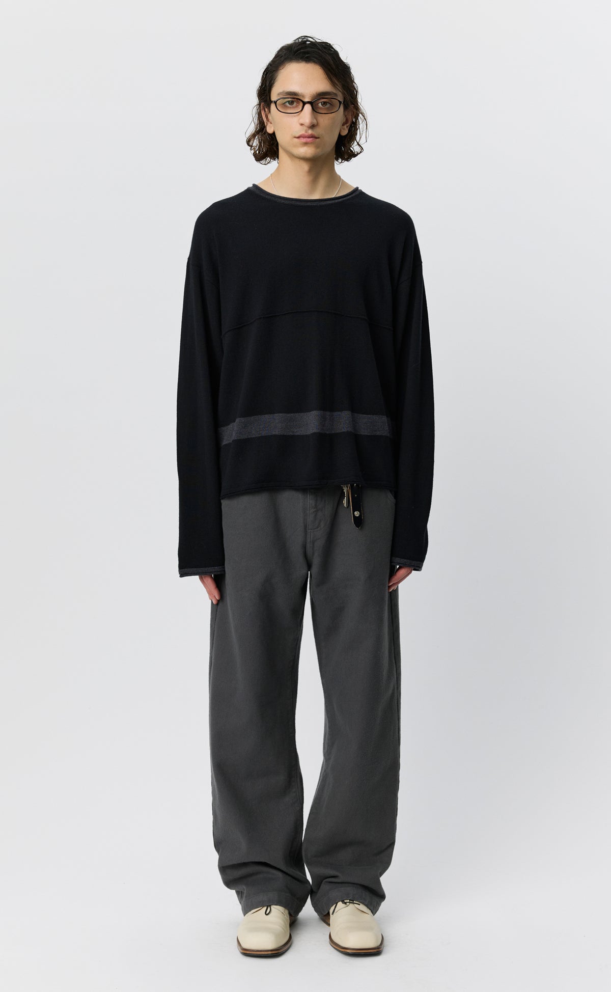 Cone O-Neck Sweater - Black Merino