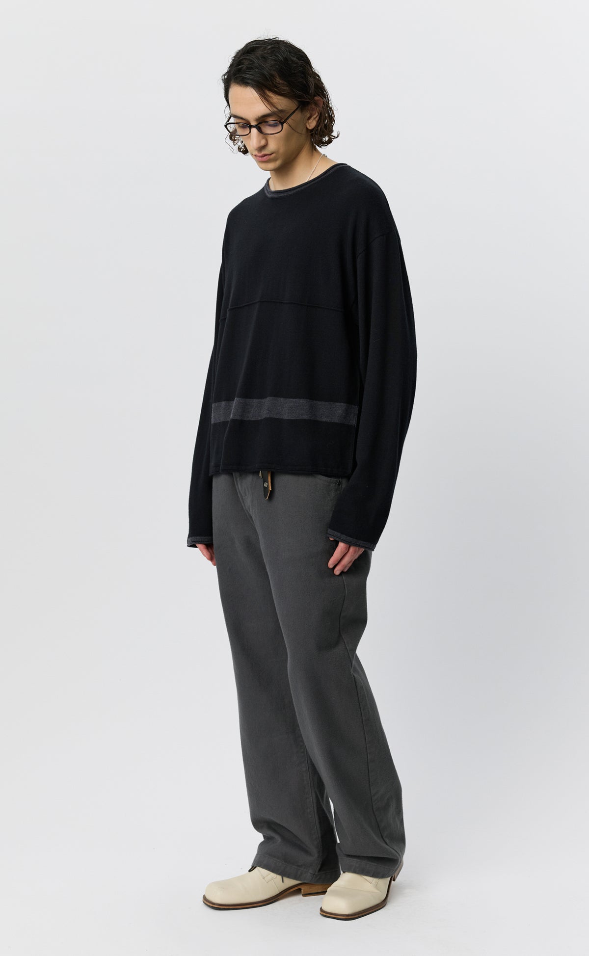 Cone O-Neck Sweater - Black Merino