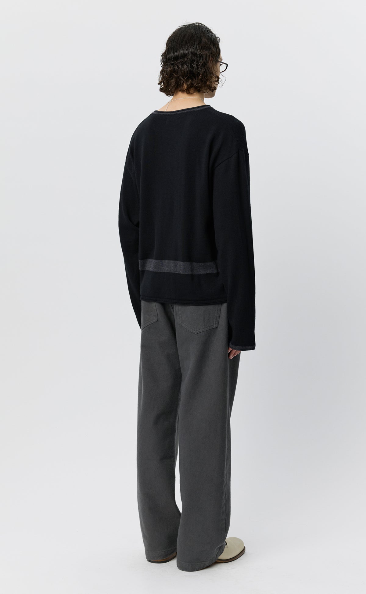 Cone O-Neck Sweater - Black Merino