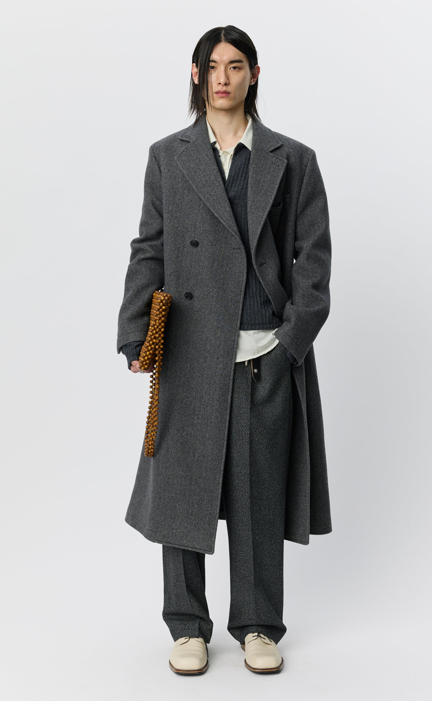 Conference Coat - Grey Herringbone Recycled Wool
