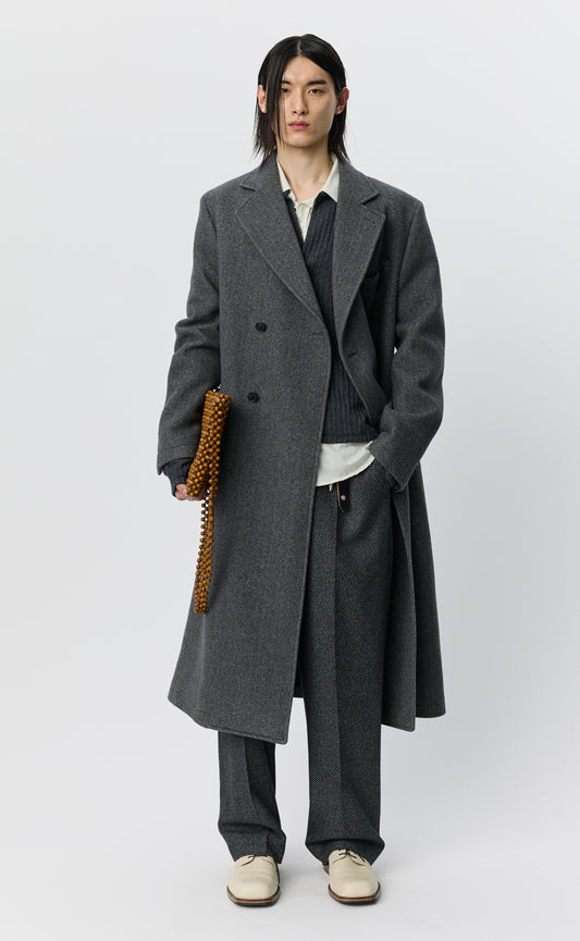 Conference Coat - Grey Herringbone Recycled Wool