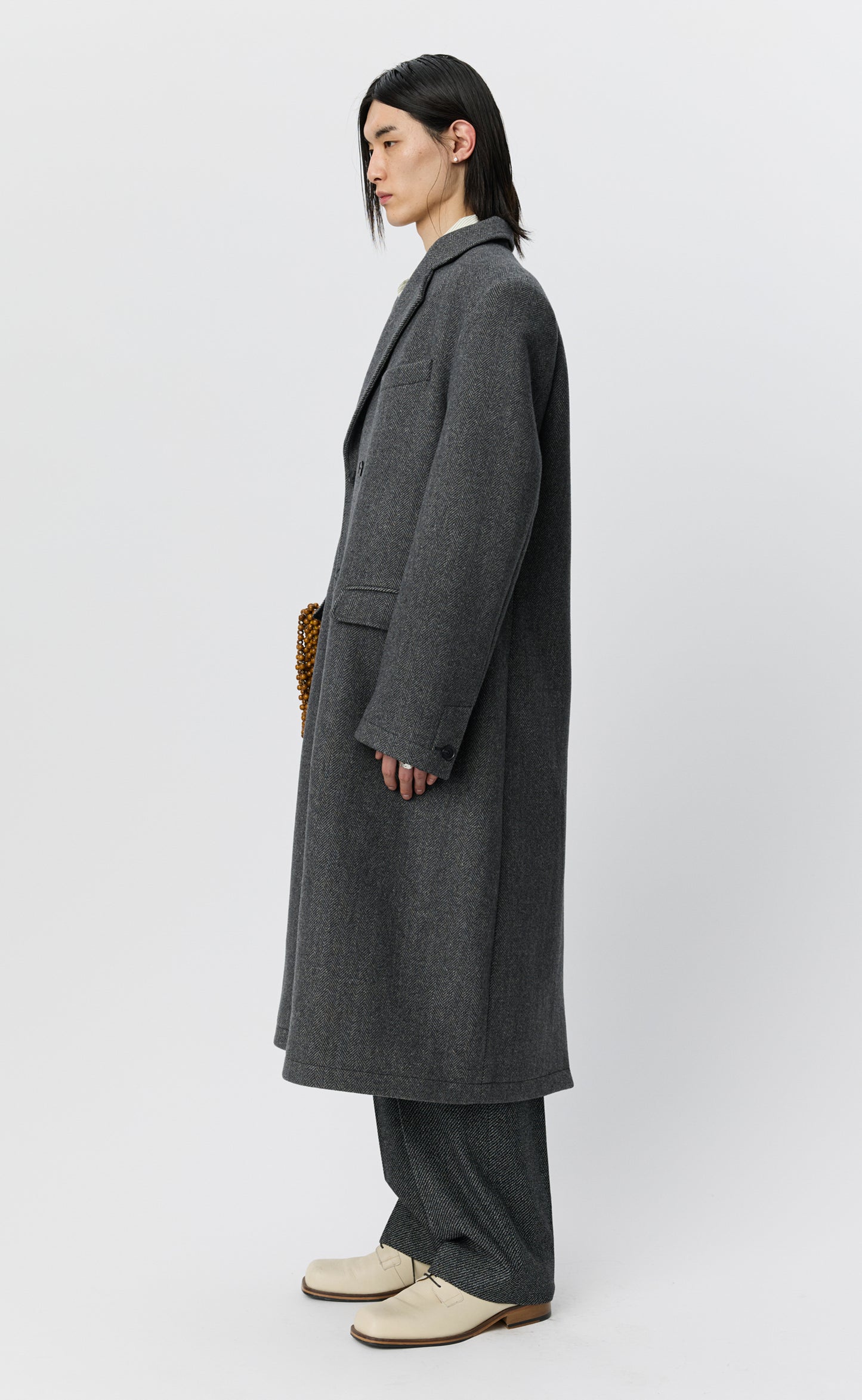 Conference Coat - Grey Herringbone Recycled Wool