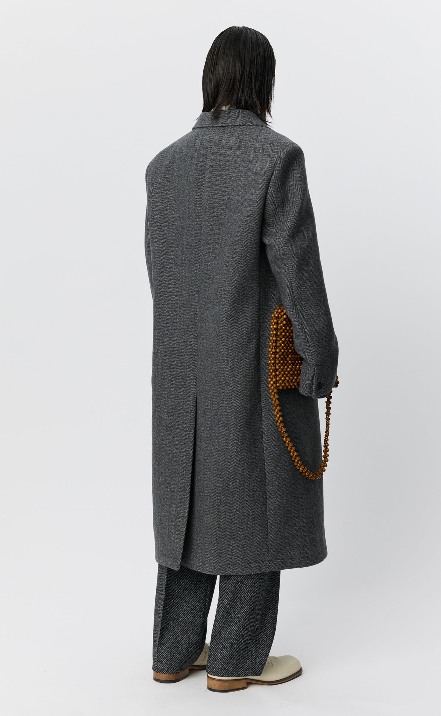 Conference Coat - Grey Herringbone Recycled Wool