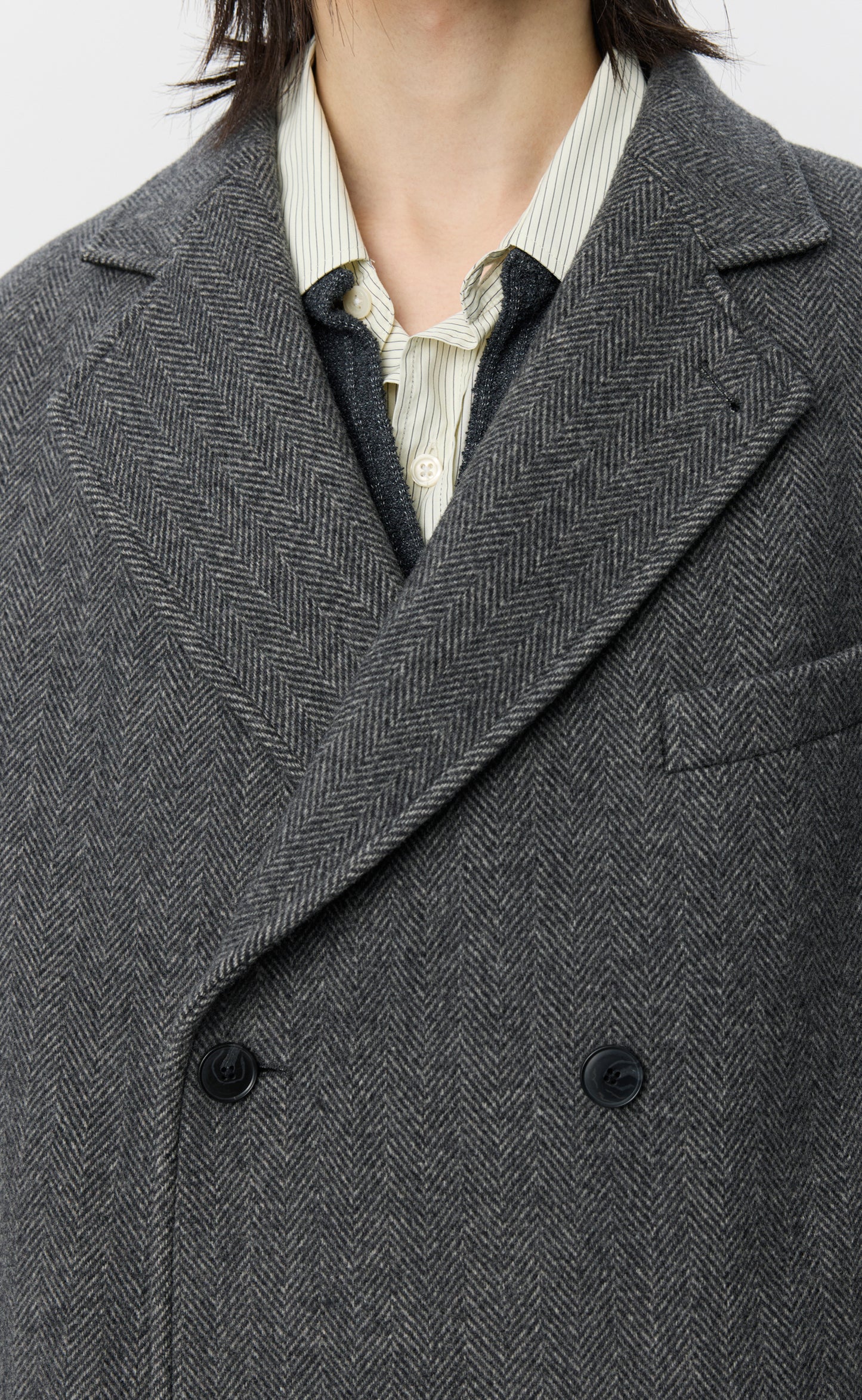 Conference Coat - Grey Herringbone Recycled Wool