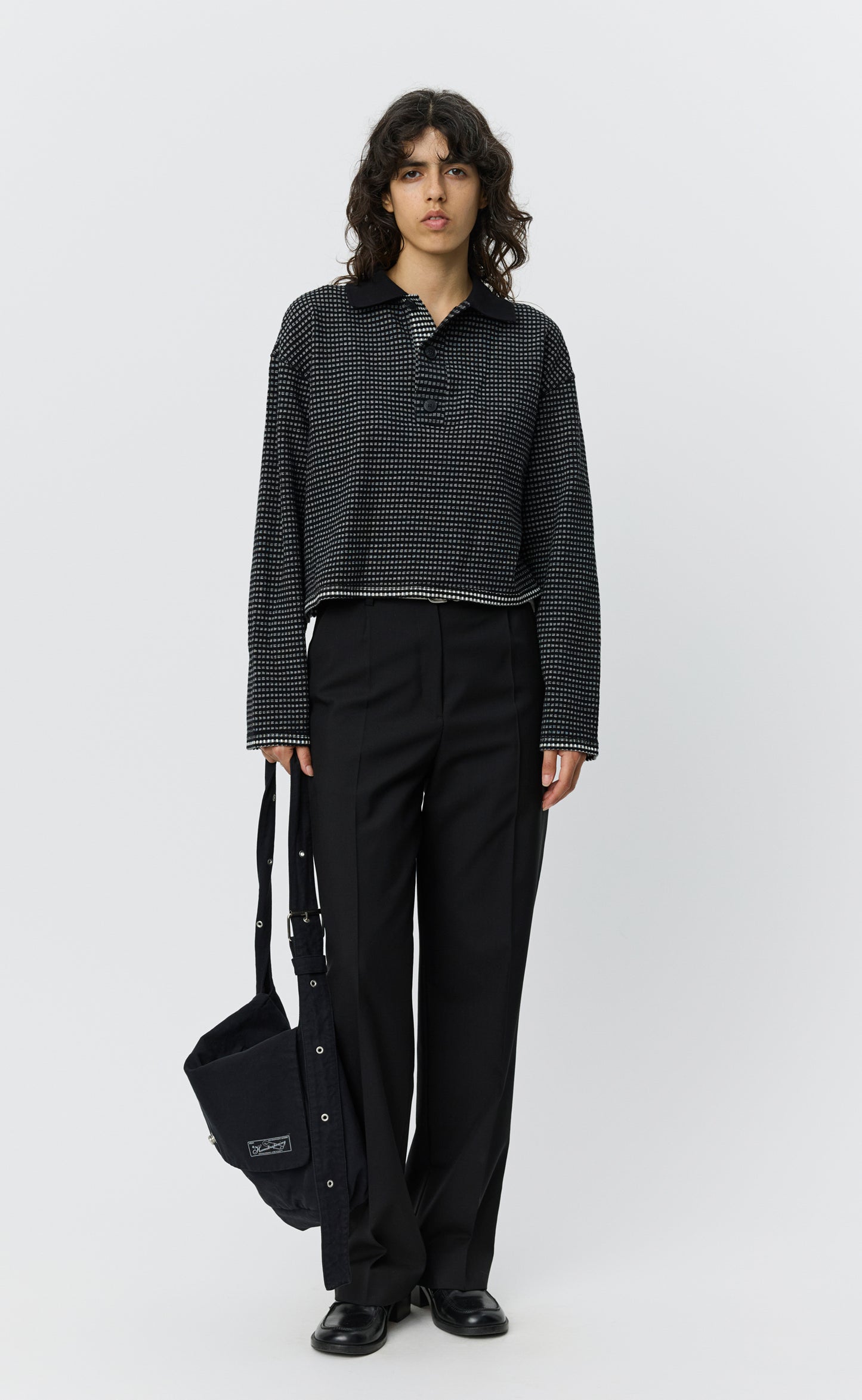 Cropped LS Polo - Black Experienced Check