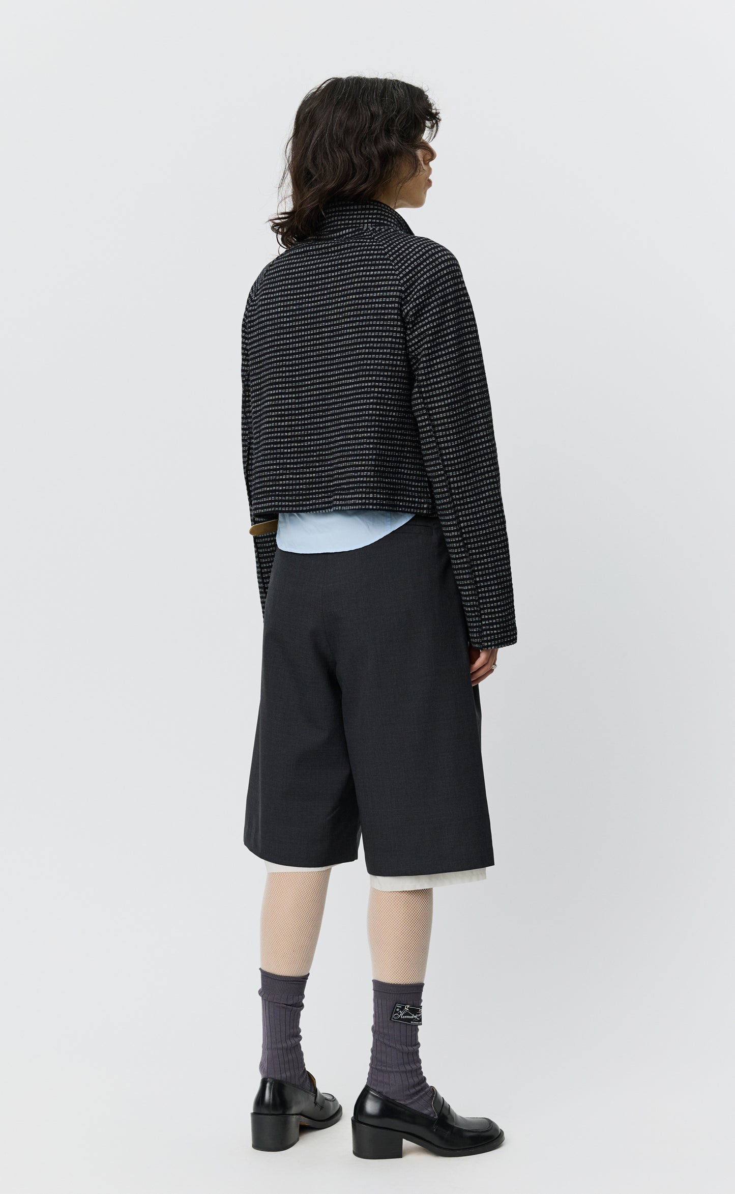 Cropped Leisure Zip Up - Black Experienced Check