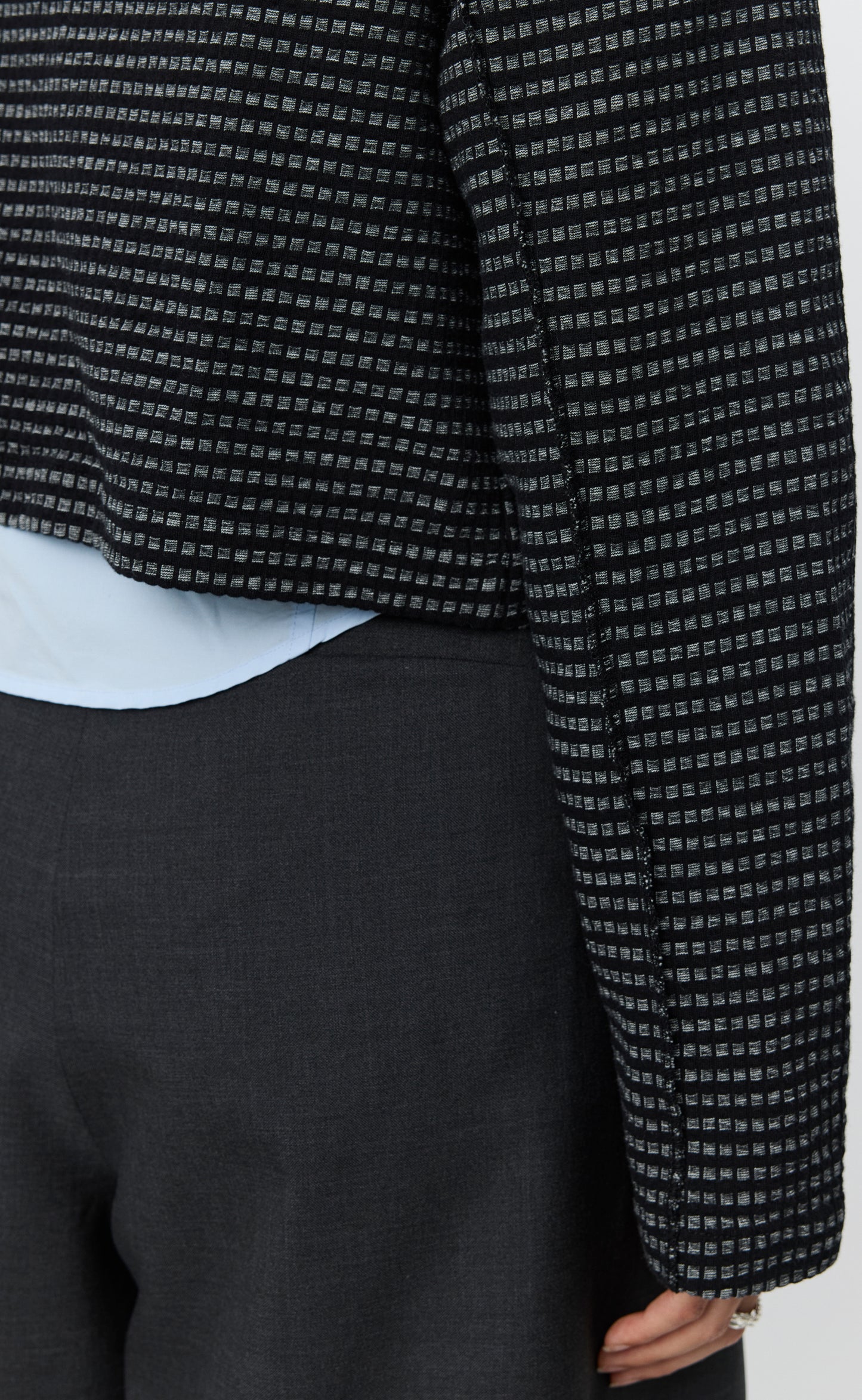 Cropped Leisure Zip Up - Black Experienced Check