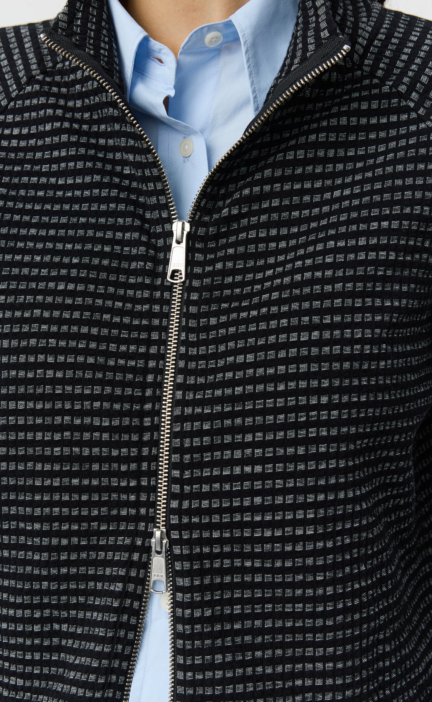 Cropped Leisure Zip Up - Black Experienced Check