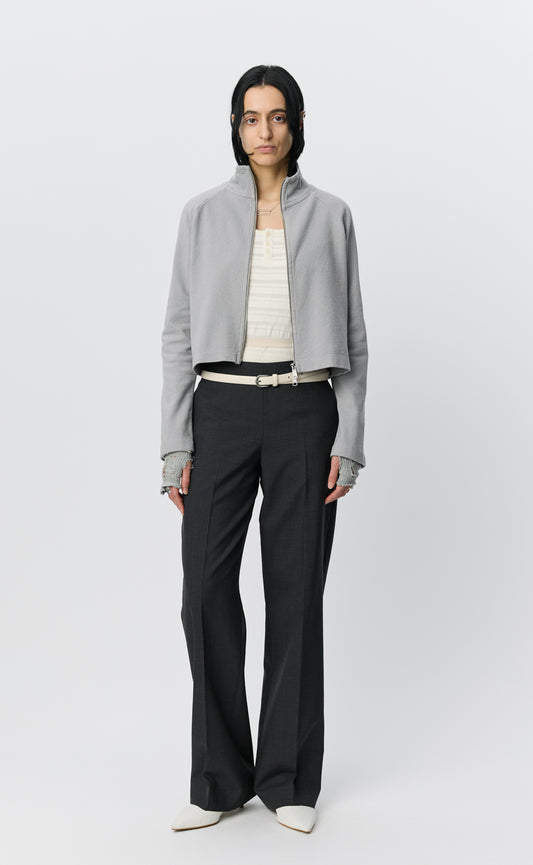 Cropped Leisure Zip Up - Mineral Grey Needle Jump