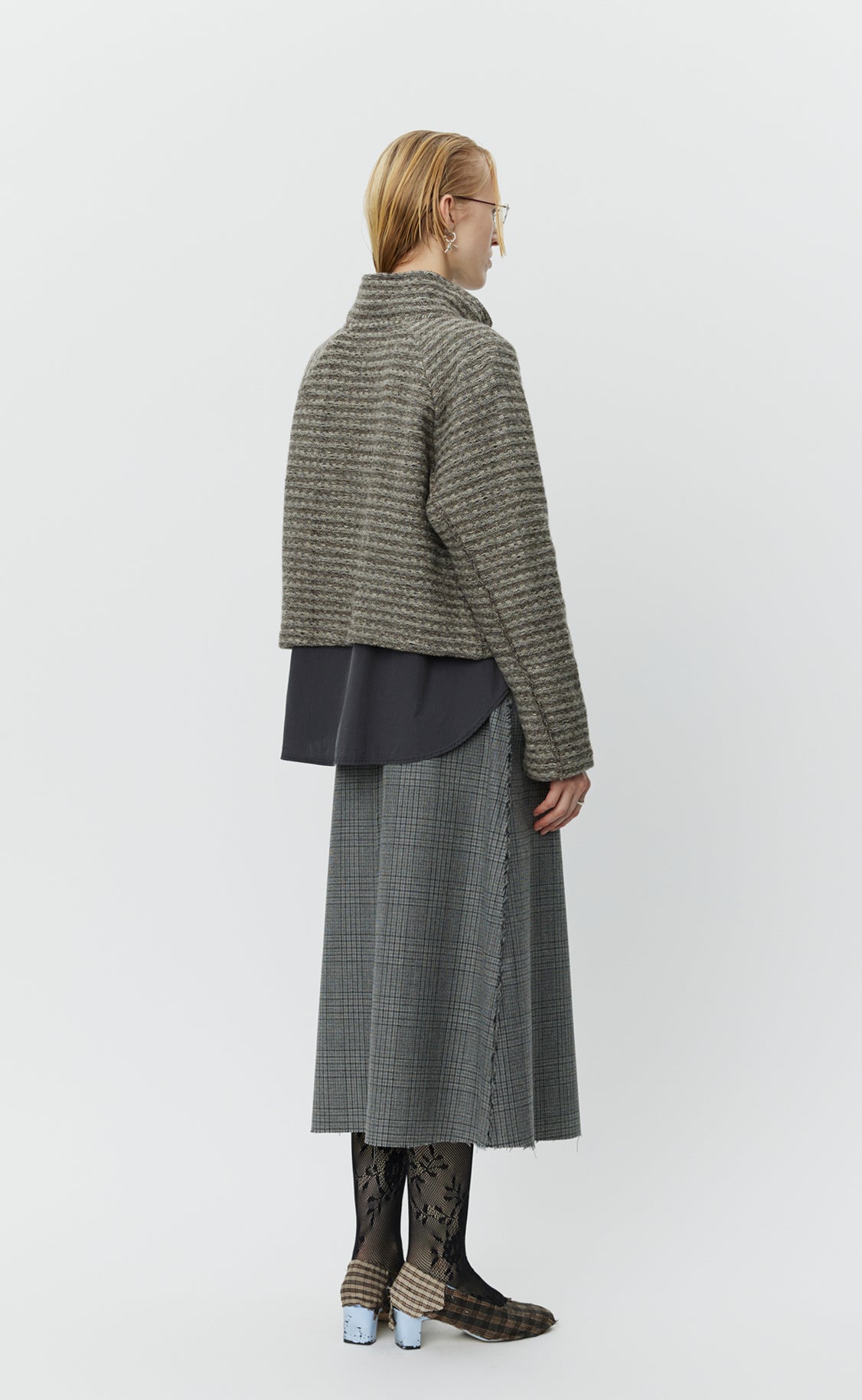 Cropped Leisure Zip Up - Shredded Brown Stripe